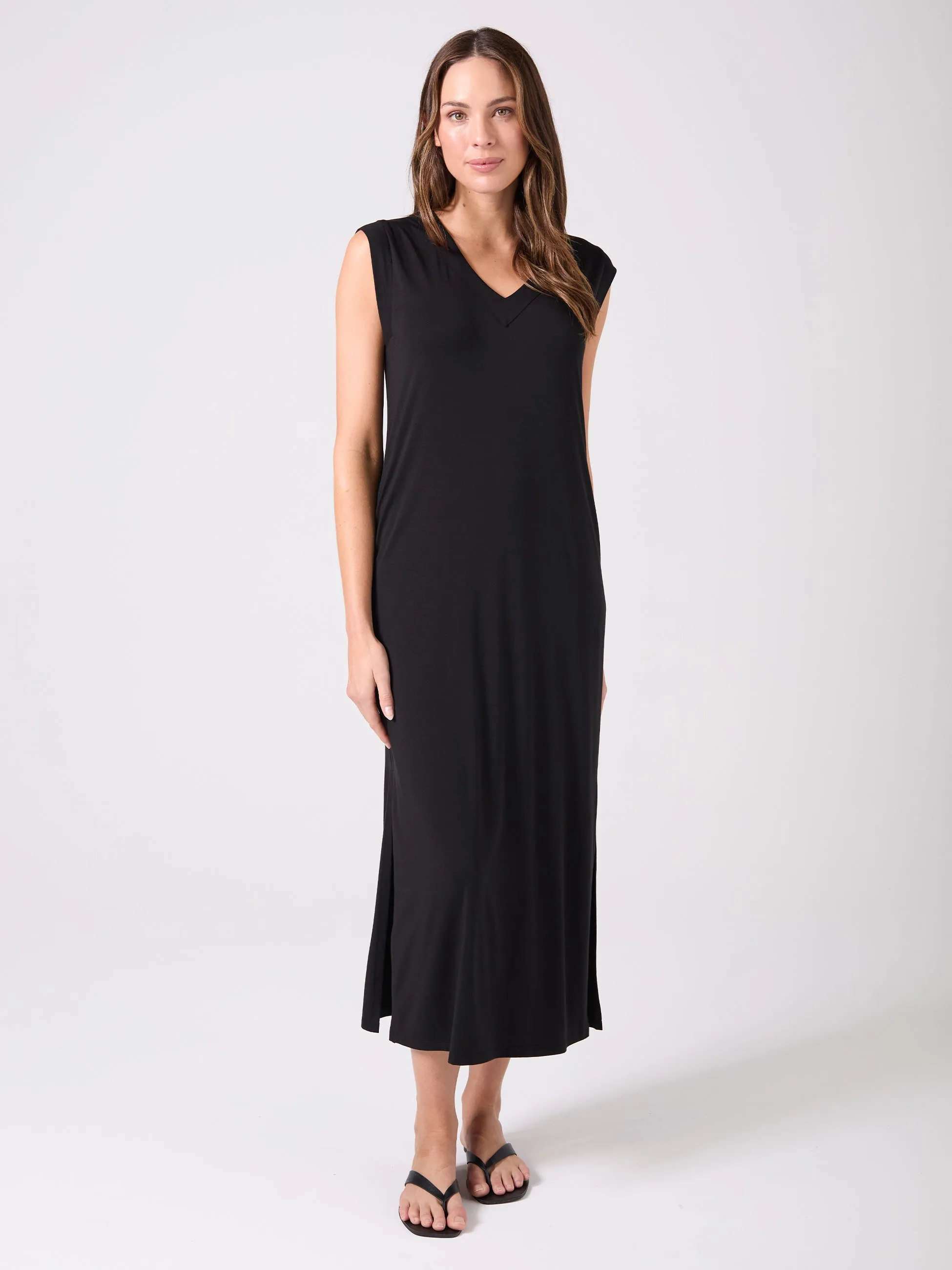 Everly V Neck Maxi Dress - Black sold by Dharma Bums