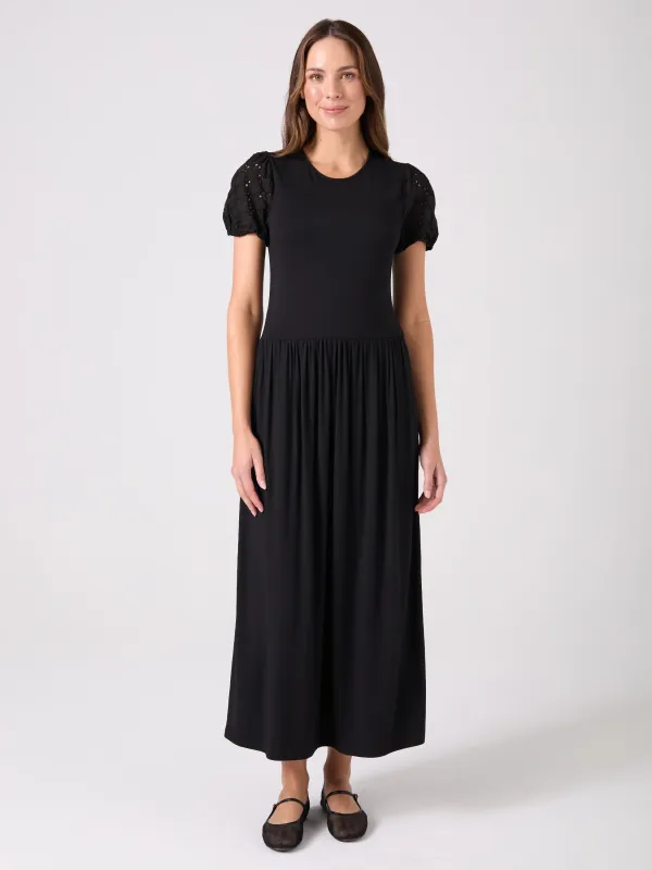 Broderie Anglaise Maxi Dress - Black sold by Dharma Bums