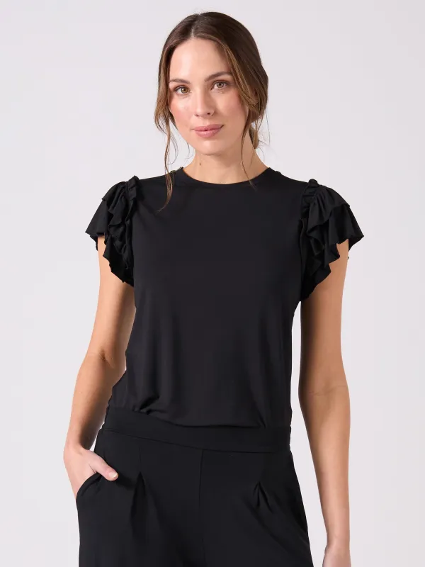 Ruffle Top - Black sold by Dharma Bums