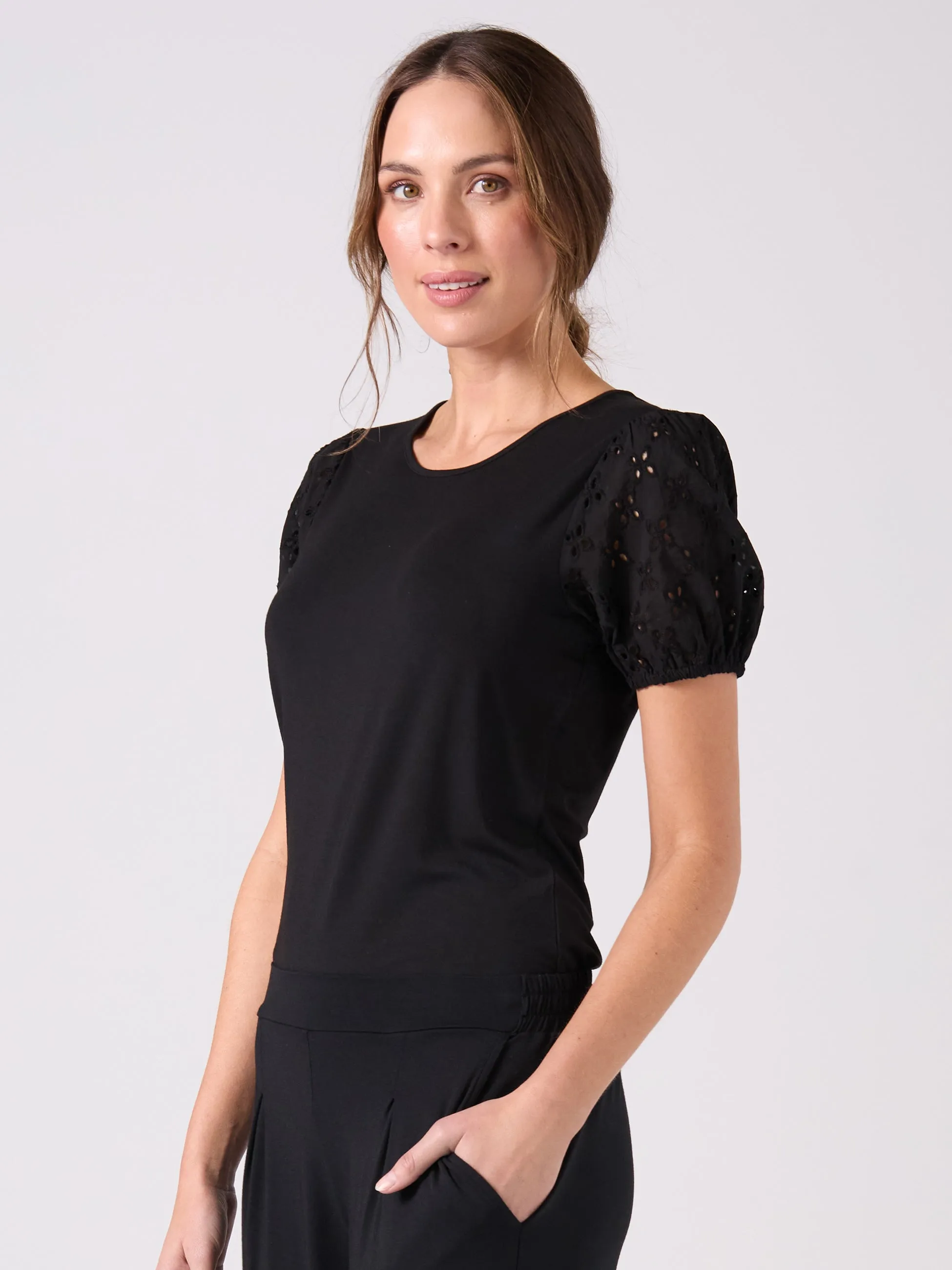 Broderie Anglaise Top - Black sold by Dharma Bums