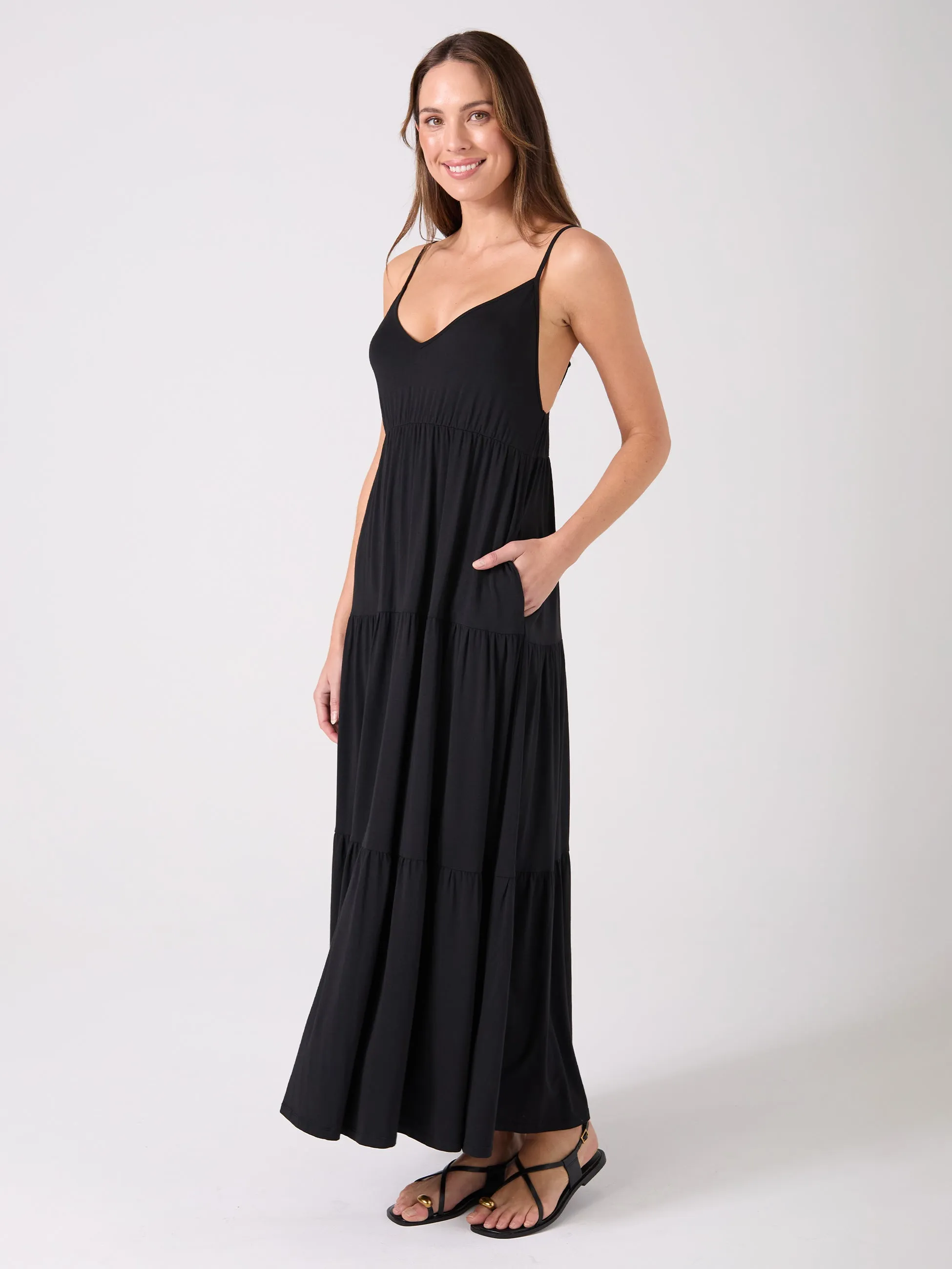 V Neck Gypsy Dress - Black sold by Dharma Bums product image thumbnail 2