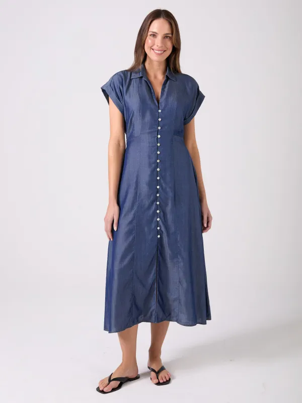 Capri Denim Tencel Dress - Dark Denim sold by Dharma Bums