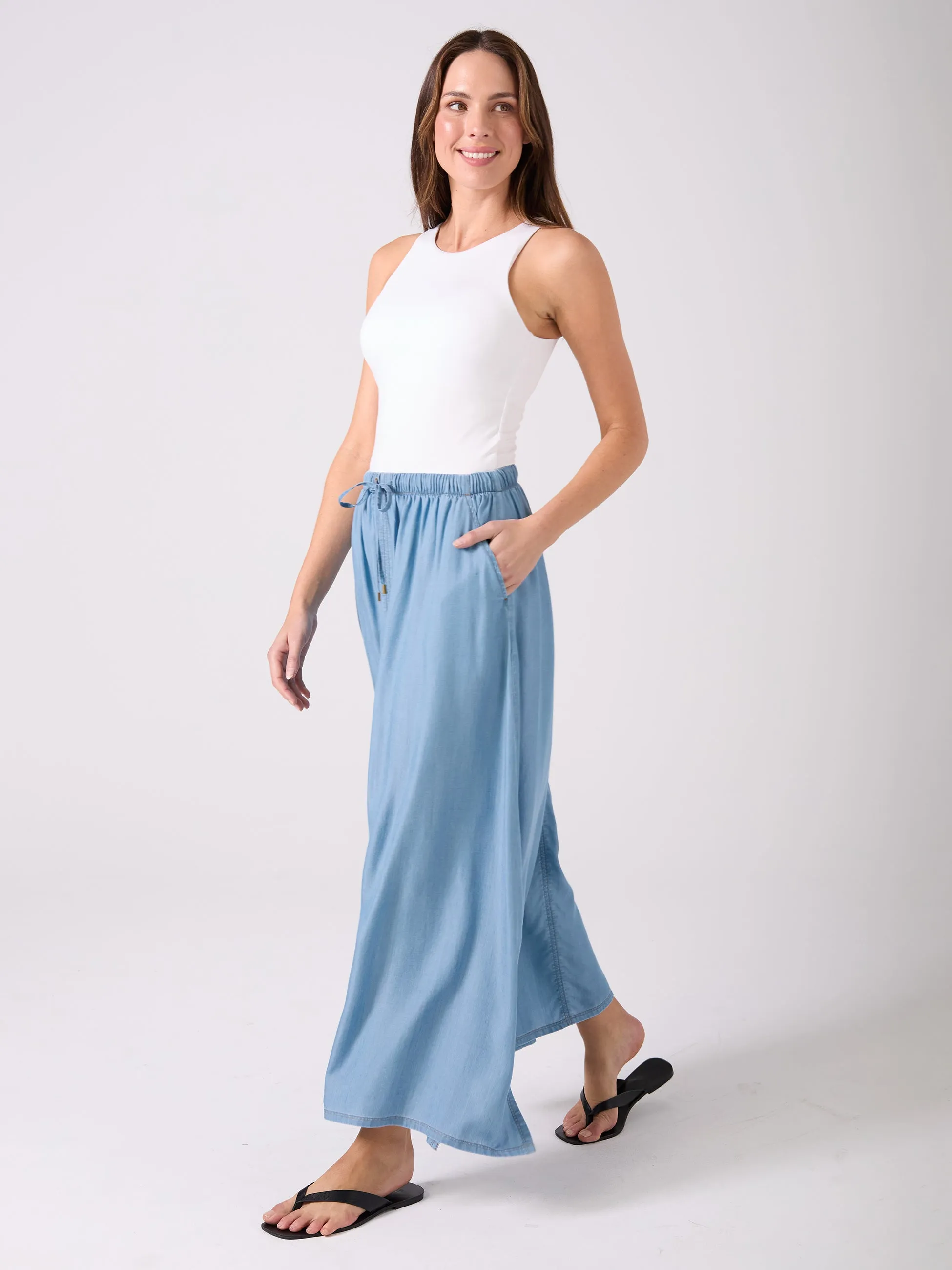 Tencel Millie Skirt - Light Denim sold by Dharma Bums