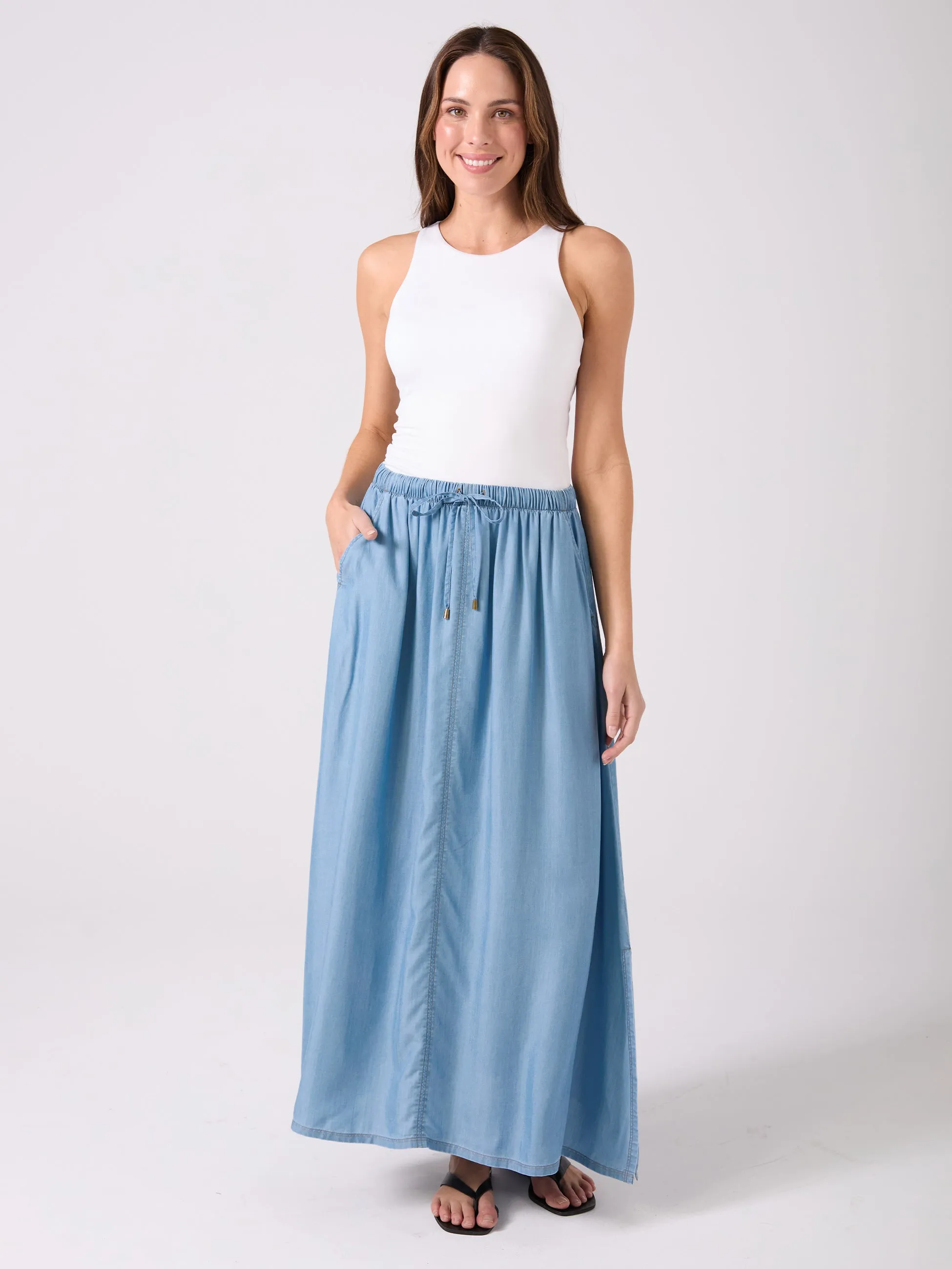 Tencel Millie Skirt - Light Denim sold by Dharma Bums product image thumbnail 2