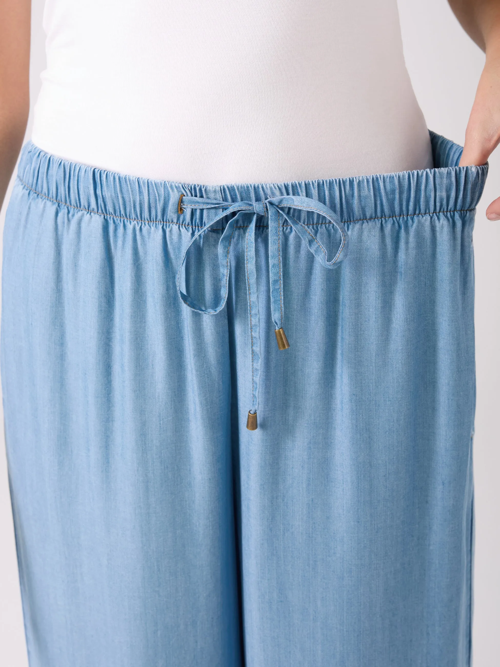 Denim Tencel Palazzo Pant - Light Denim sold by Dharma Bums product image thumbnail 5