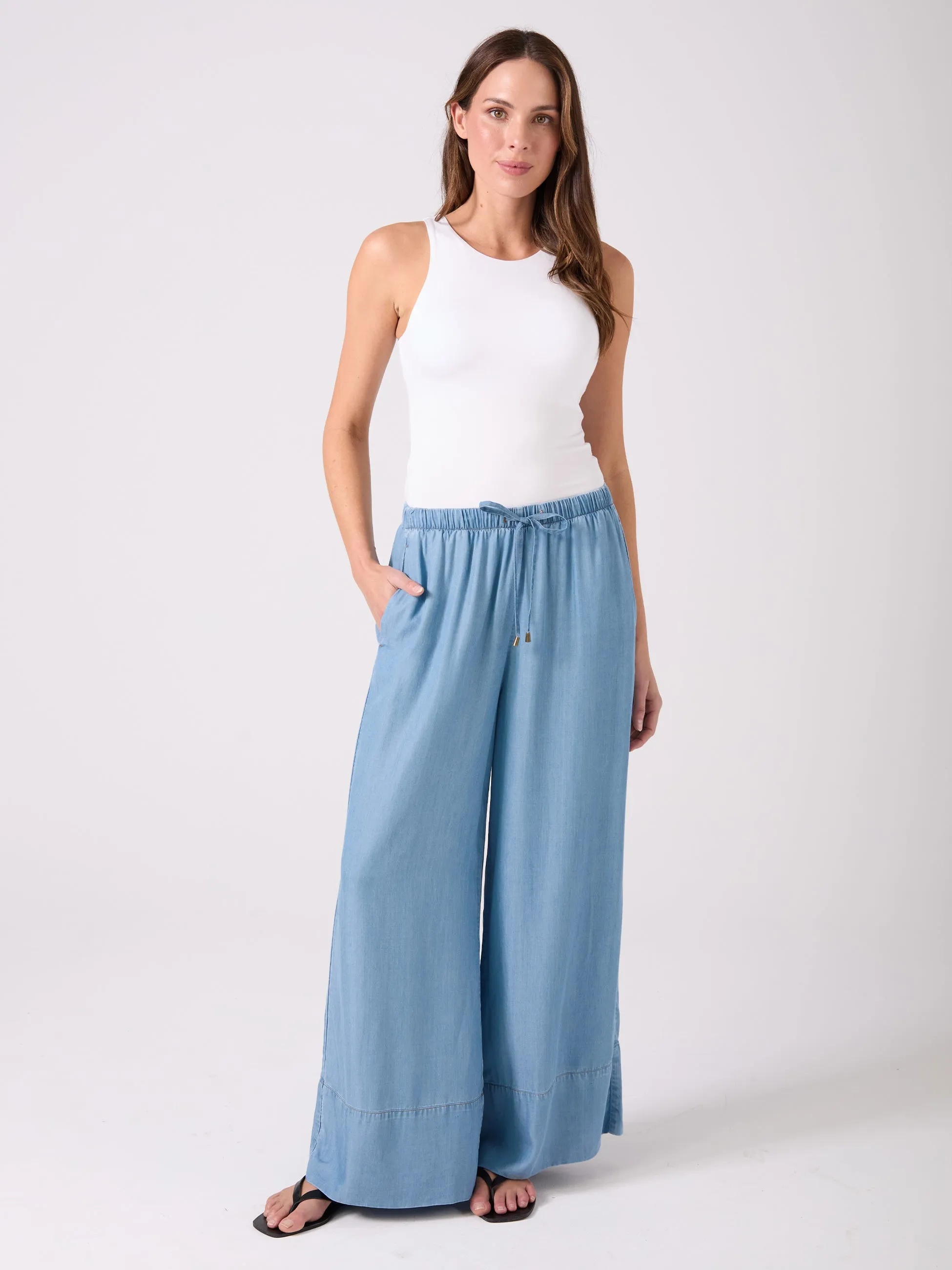Denim Tencel Palazzo Pant - Light Denim sold by Dharma Bums product image thumbnail 3