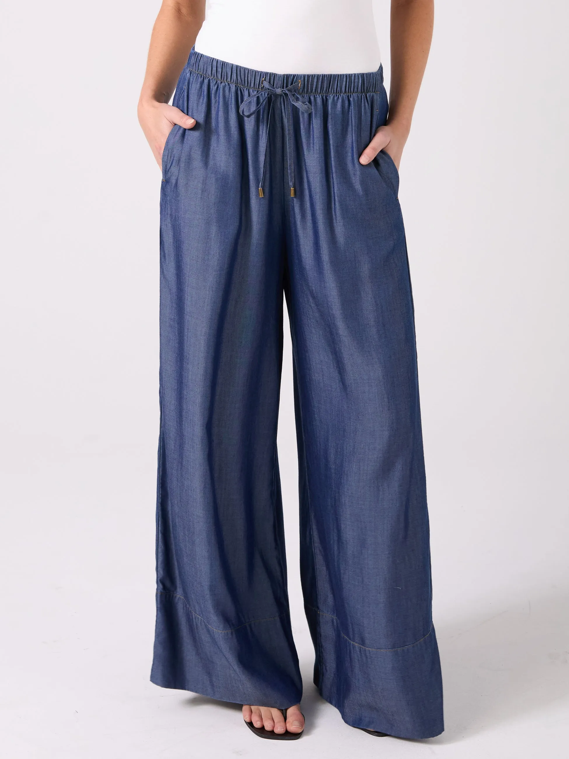 Denim Tencel Palazzo Pant - Dark Denim sold by Dharma Bums product image thumbnail 4