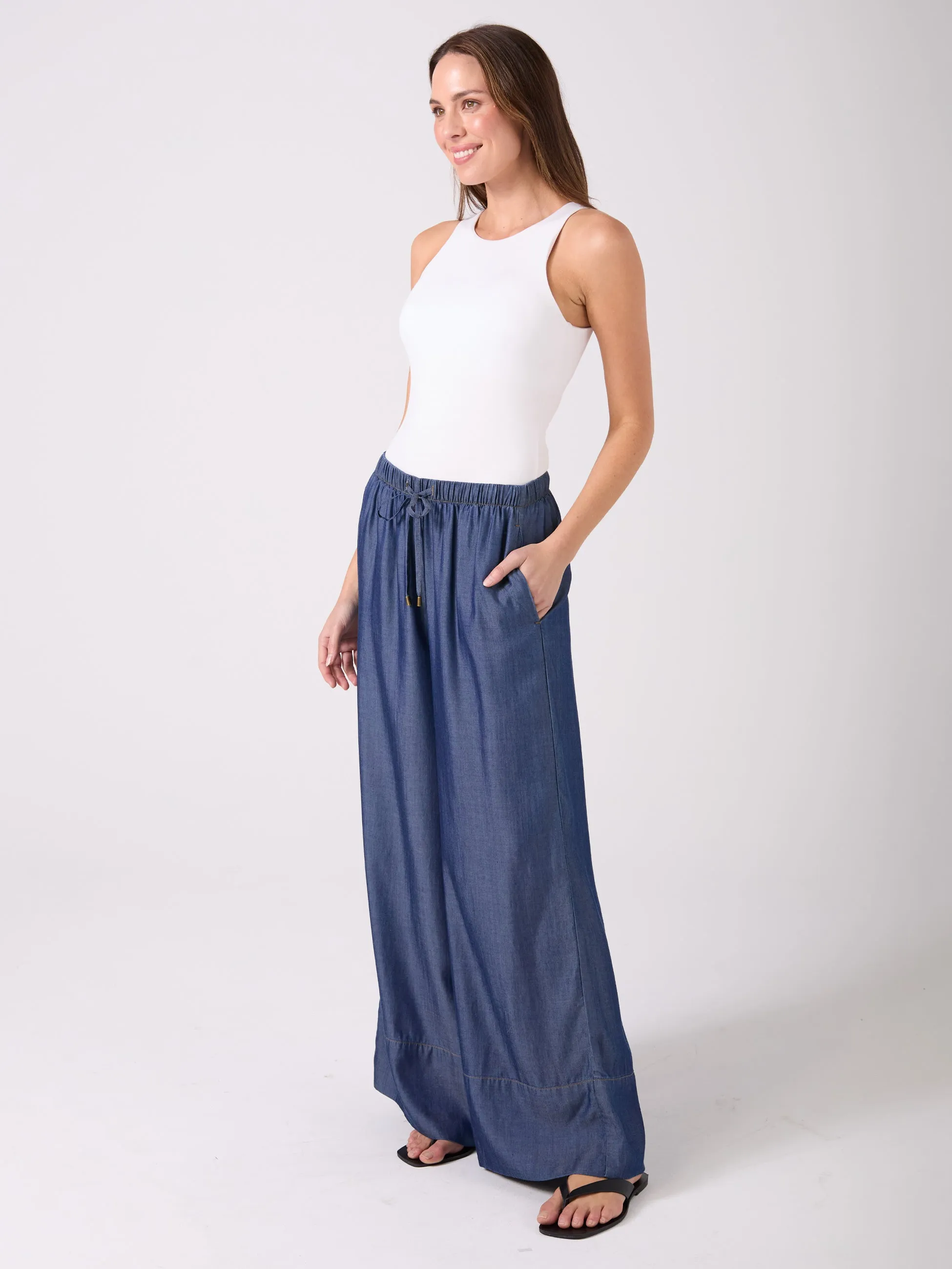 Denim Tencel Palazzo Pant - Dark Denim sold by Dharma Bums product image thumbnail 2