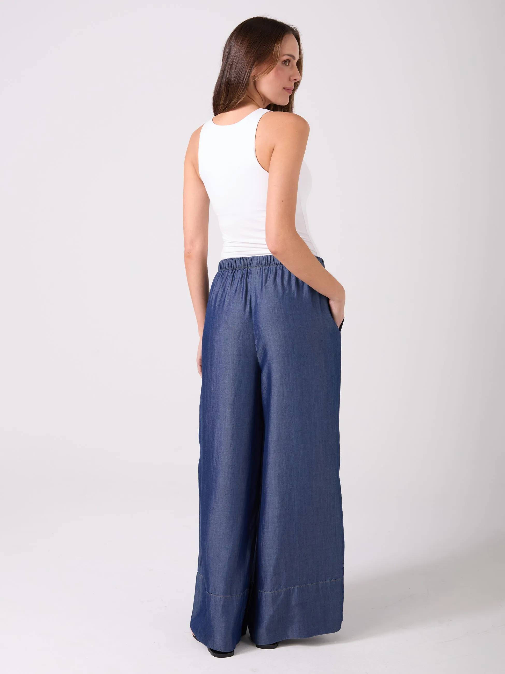 Denim Tencel Palazzo Pant - Dark Denim sold by Dharma Bums product image thumbnail 3