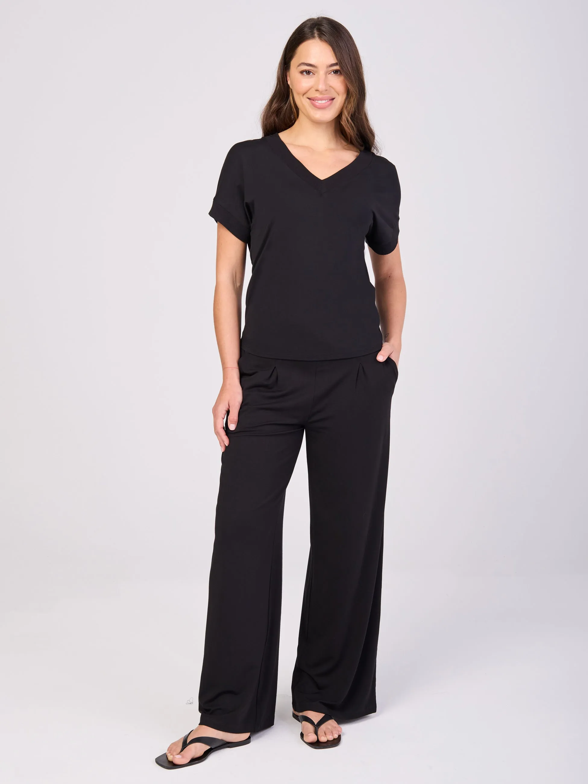 Simone V Neck Top- Black sold by Dharma Bums product image thumbnail 4