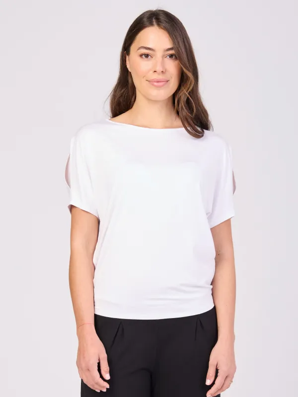 Keyhole Sleeve Luxe Tee - White sold by Dharma Bums