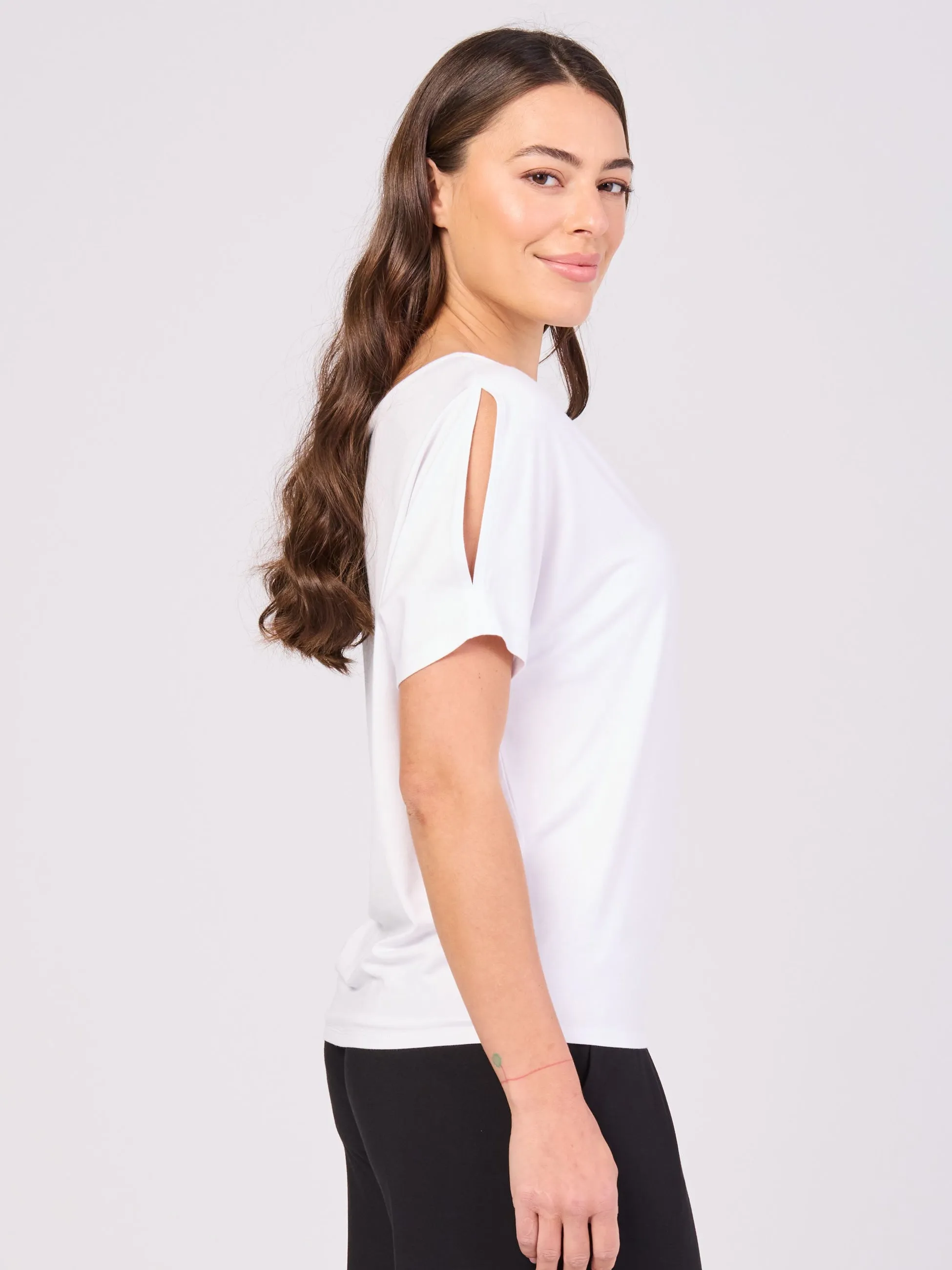 Keyhole Sleeve Luxe Tee - White sold by Dharma Bums product image thumbnail 2