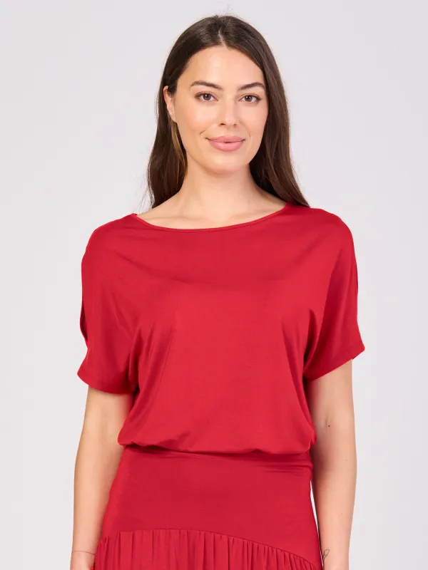 Keyhole Sleeve Luxe Tee - Cherry sold by Dharma Bums