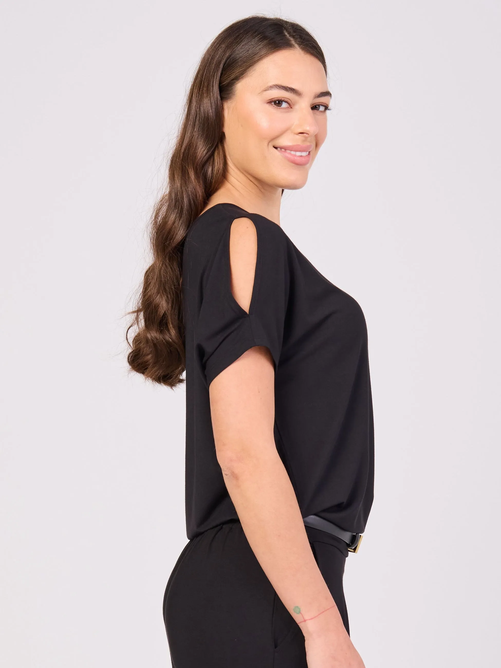 Keyhole Sleeve Luxe Tee - Black sold by Dharma Bums product image thumbnail 2