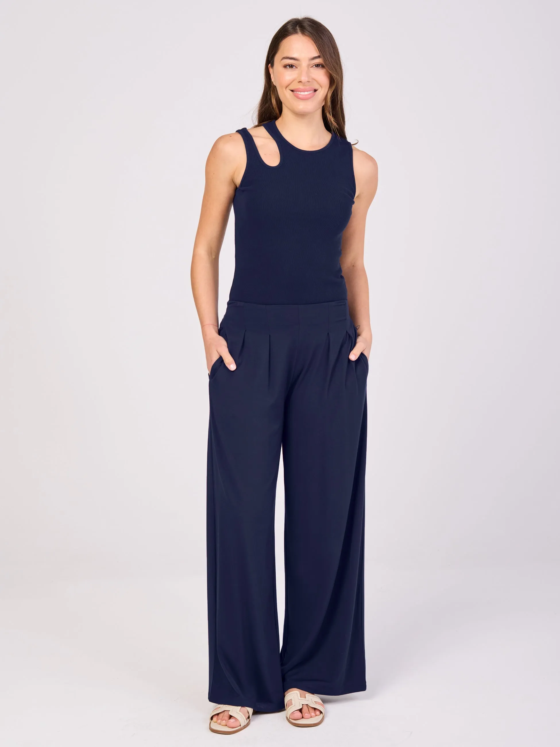 Emery Wide Leg Pants - Navy sold by Dharma Bums