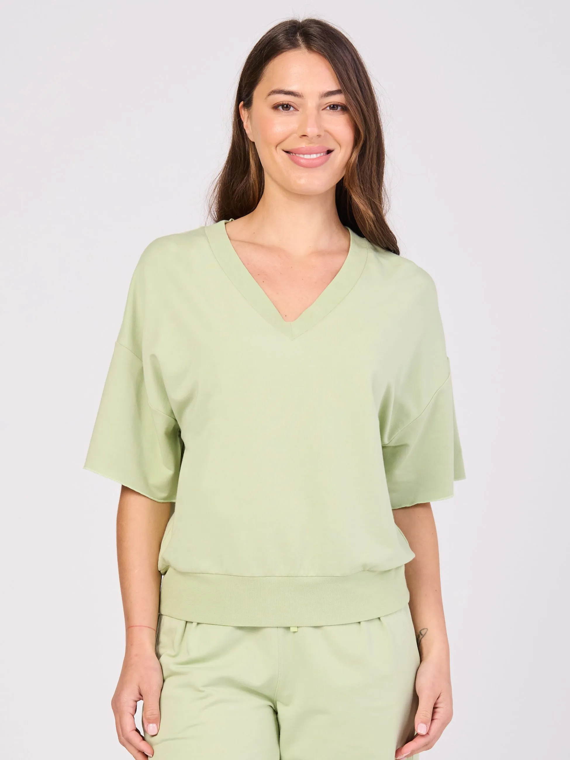 V Neck Sweat - Matcha Green sold by Dharma Bums