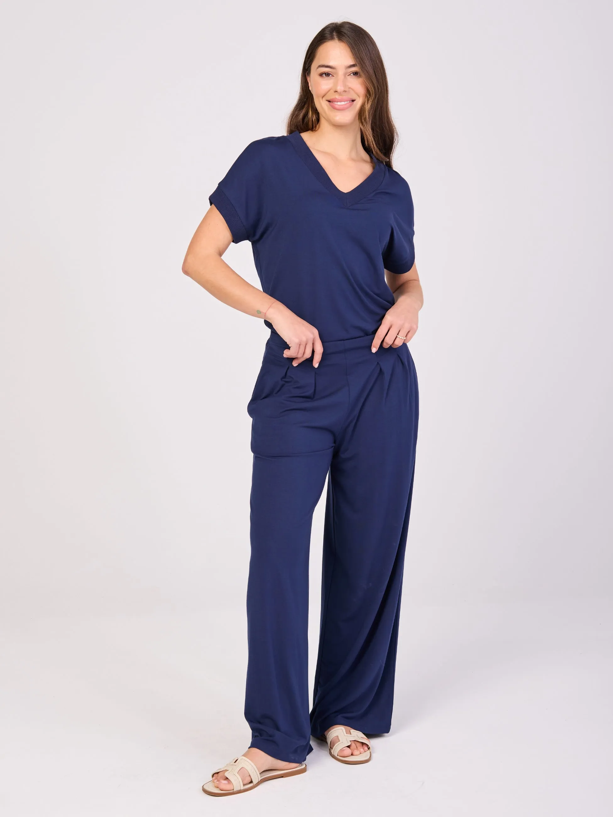 Simone V Neck Top- Navy sold by Dharma Bums product image thumbnail 4