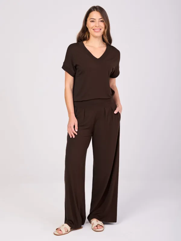 Emery Wide Leg Pants - Coffee Bean sold by Dharma Bums