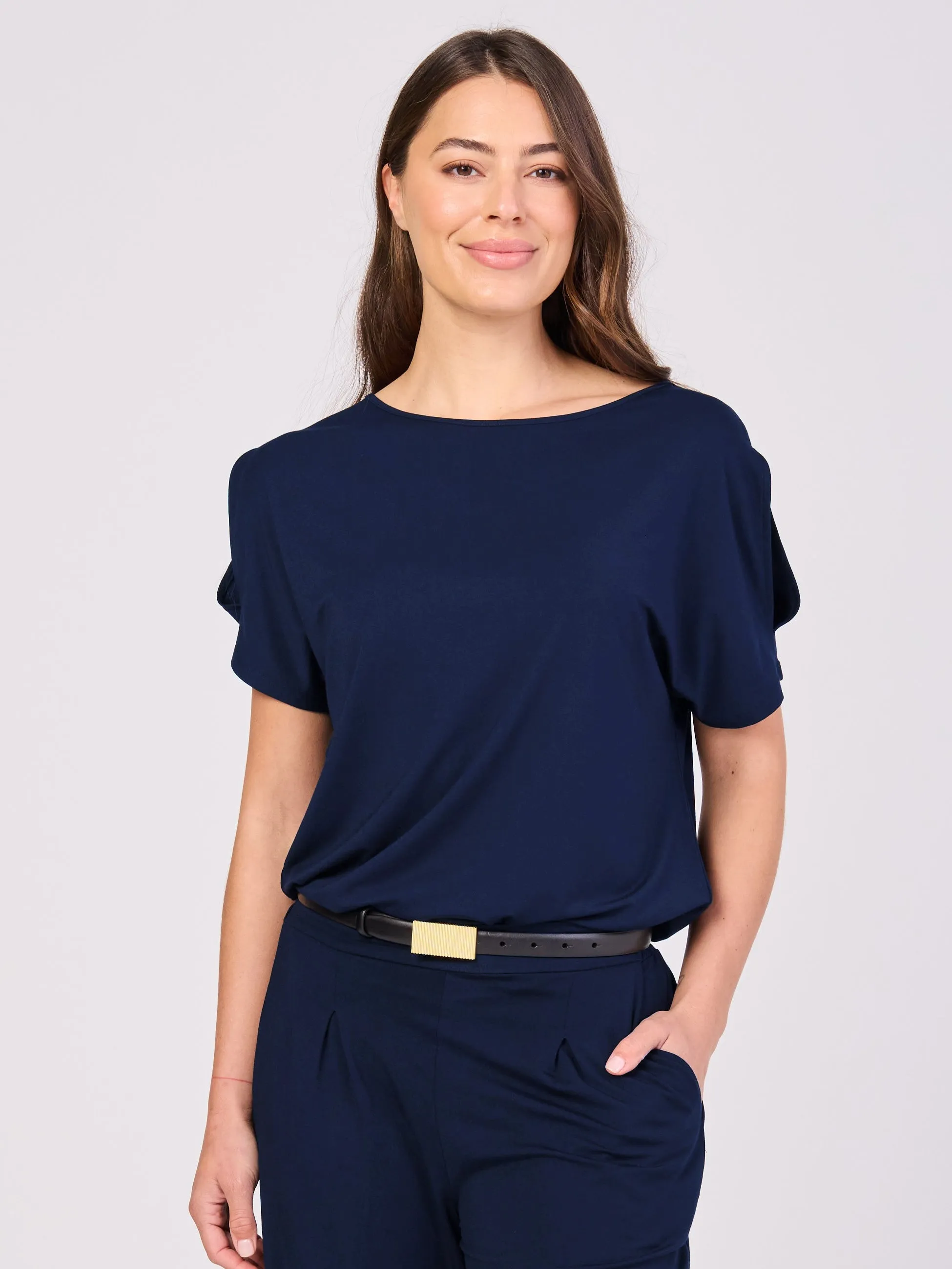 Keyhole Sleeve Luxe Tee - Navy sold by Dharma Bums product image thumbnail 2