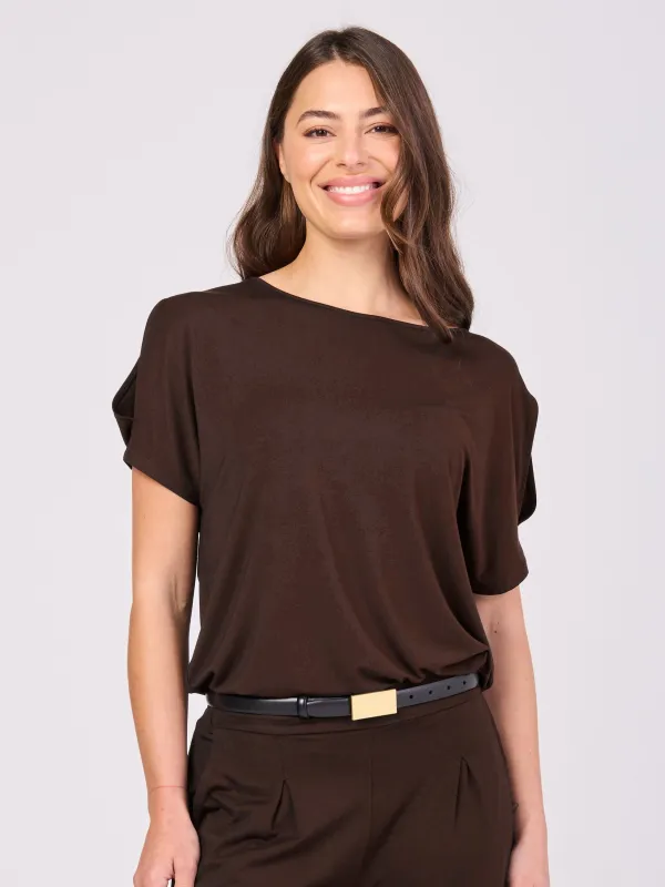 Keyhole Sleeve Luxe Tee - Coffee Bean sold by Dharma Bums