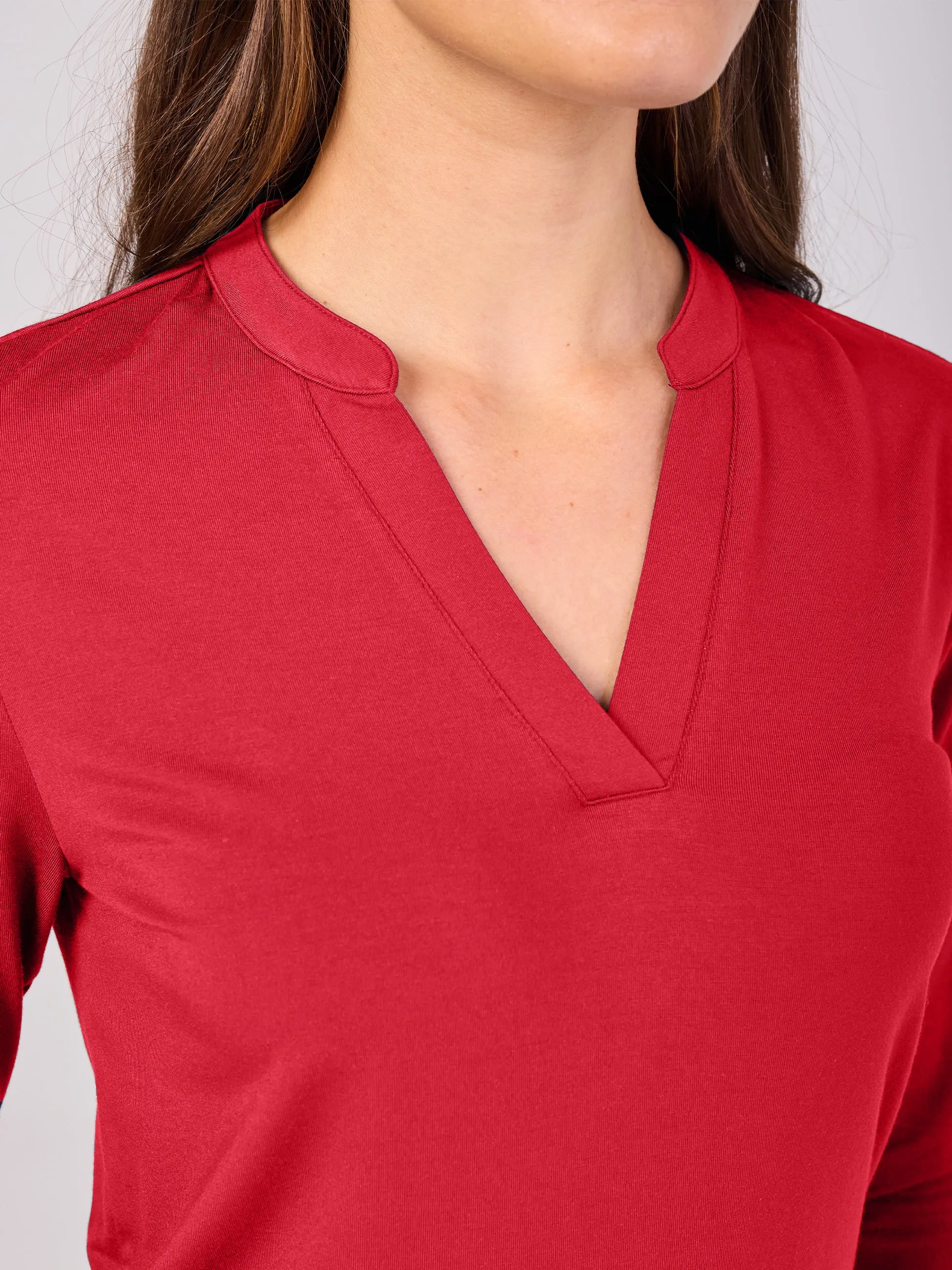 7/8 sleeve Nero Placket Tee- Cherry sold by Dharma Bums product image thumbnail 3