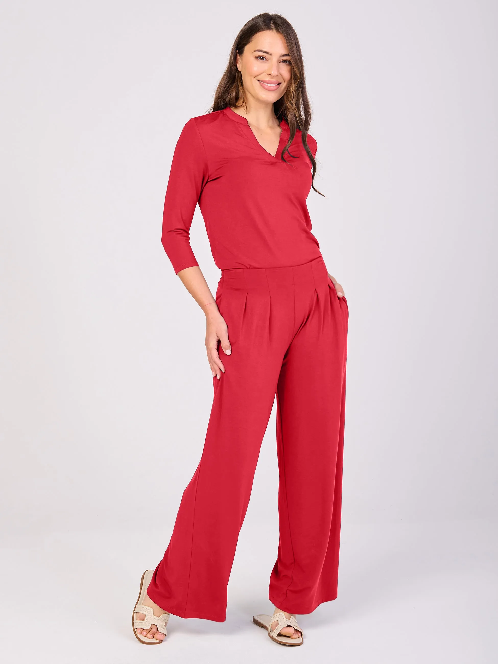 7/8 sleeve Nero Placket Tee- Cherry sold by Dharma Bums product image thumbnail 4