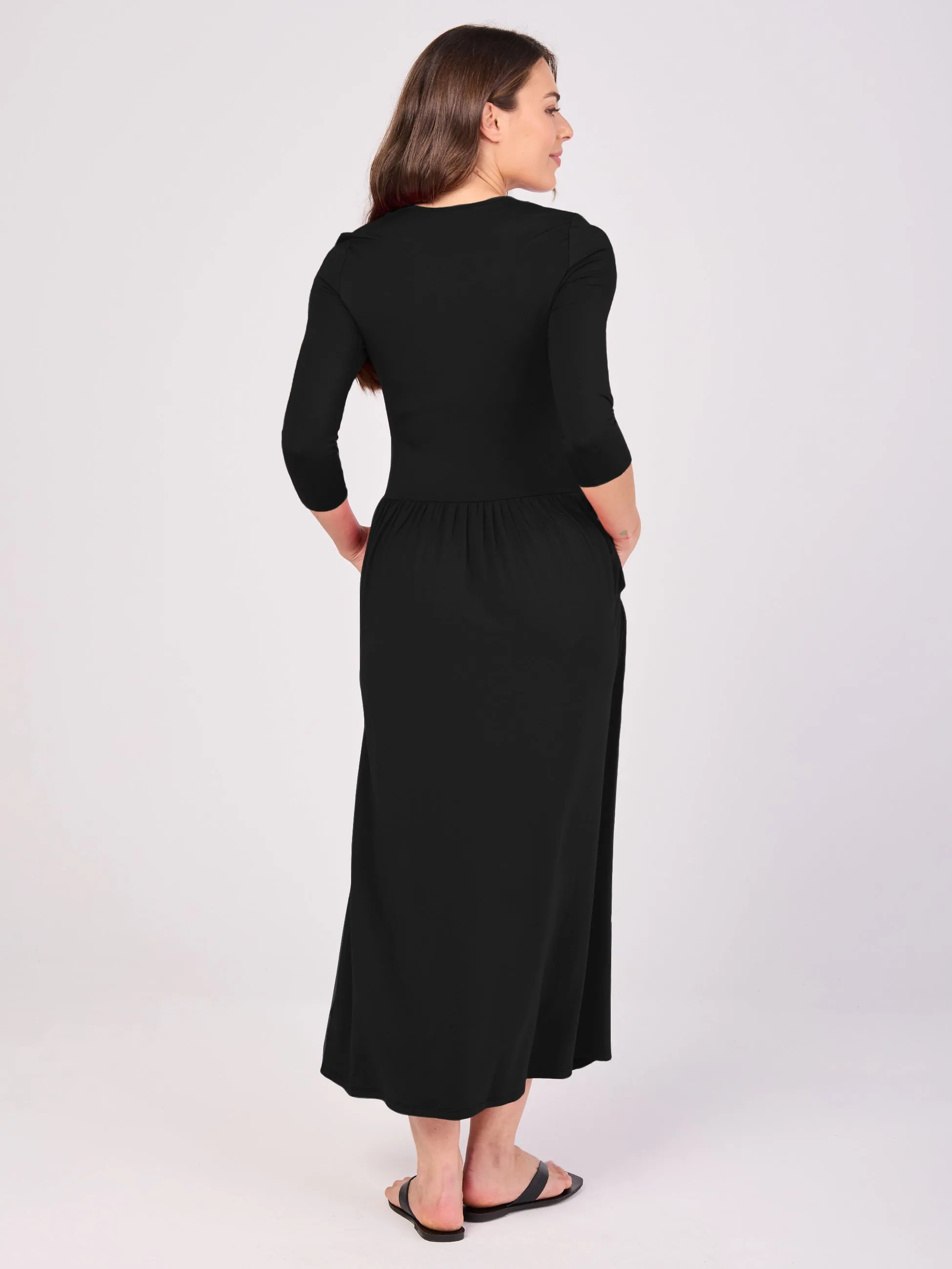 7/8 Sleeve Essential Maxi Dress Black sold by Dharma Bums product image thumbnail 3