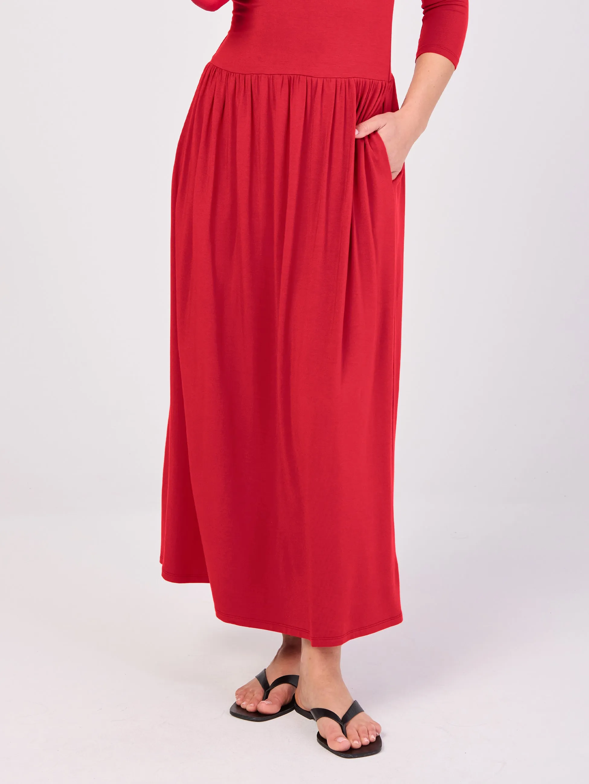 7/8 Sleeve Essential Maxi Dress - Cherry sold by Dharma Bums product image thumbnail 4
