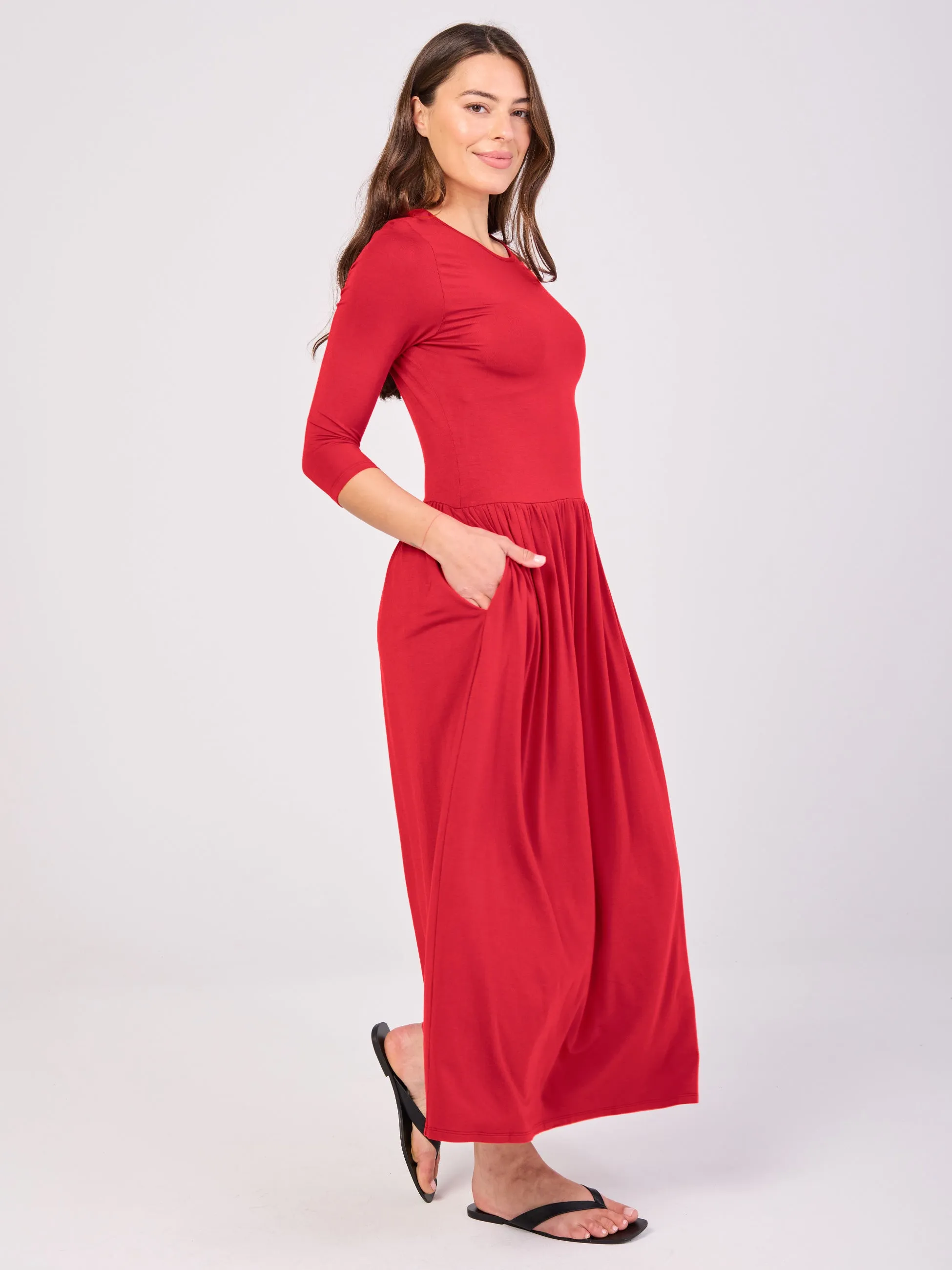 7/8 Sleeve Essential Maxi Dress - Cherry sold by Dharma Bums product image thumbnail 2