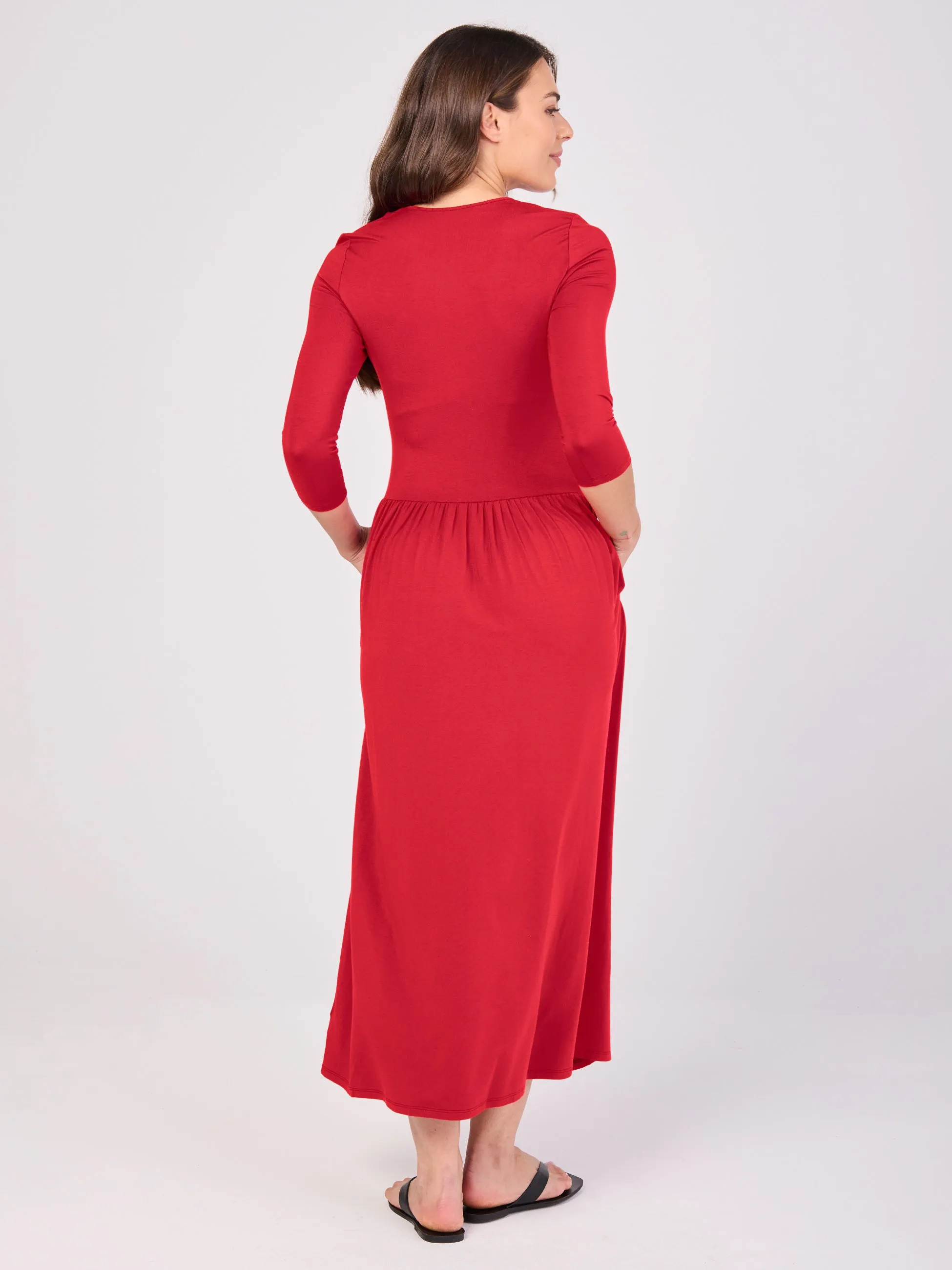 7/8 Sleeve Essential Maxi Dress - Cherry sold by Dharma Bums product image thumbnail 3