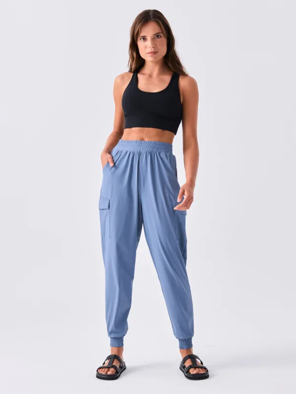 Traveller Ankle Length Cargo Pant - Steel blue sold by Dharma Bums