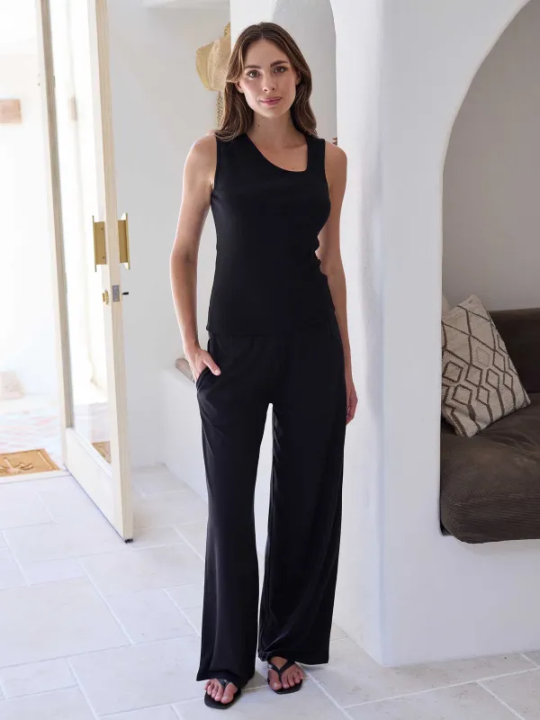 Riva Rib Tank - Black made by Dharma Bums