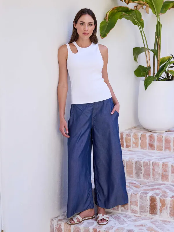 Cut Out Rib Tank - White sold by Dharma Bums