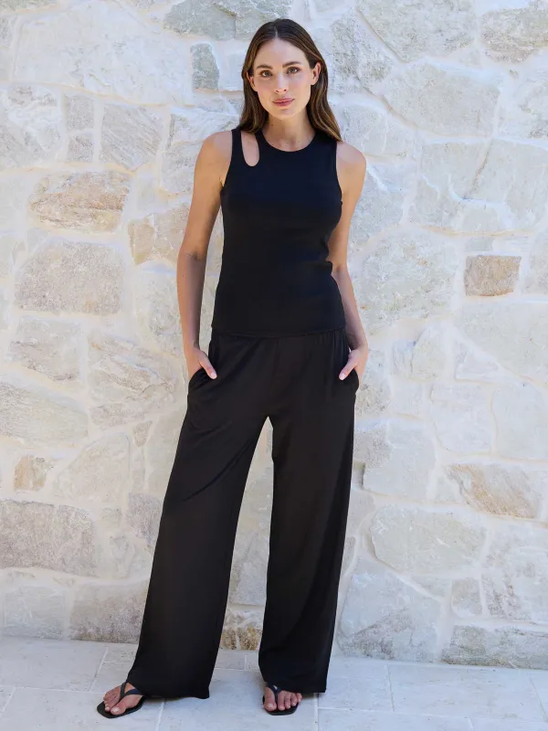 Cut Out Rib Tank - Black sold by Dharma Bums