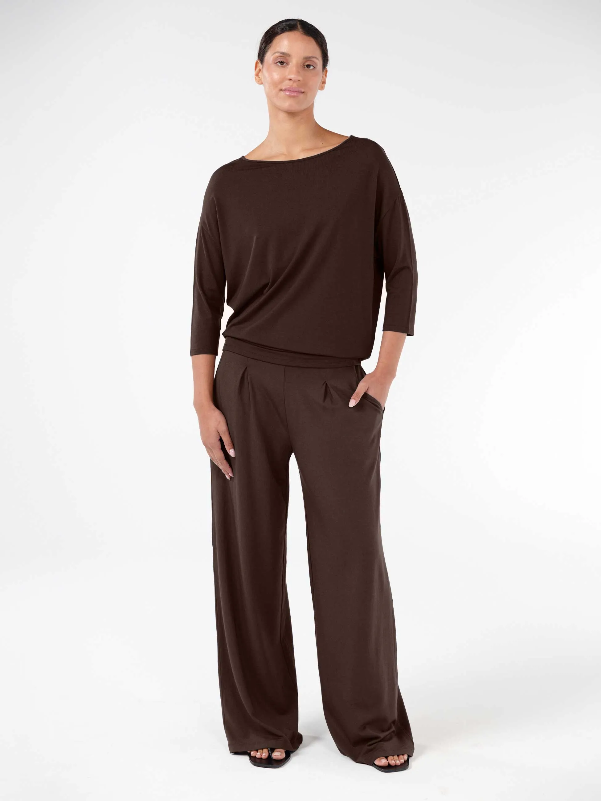 Modal Luxe Layer Tee 3/4 Sleeve - Coffee Bean sold by Dharma Bums product image thumbnail 4