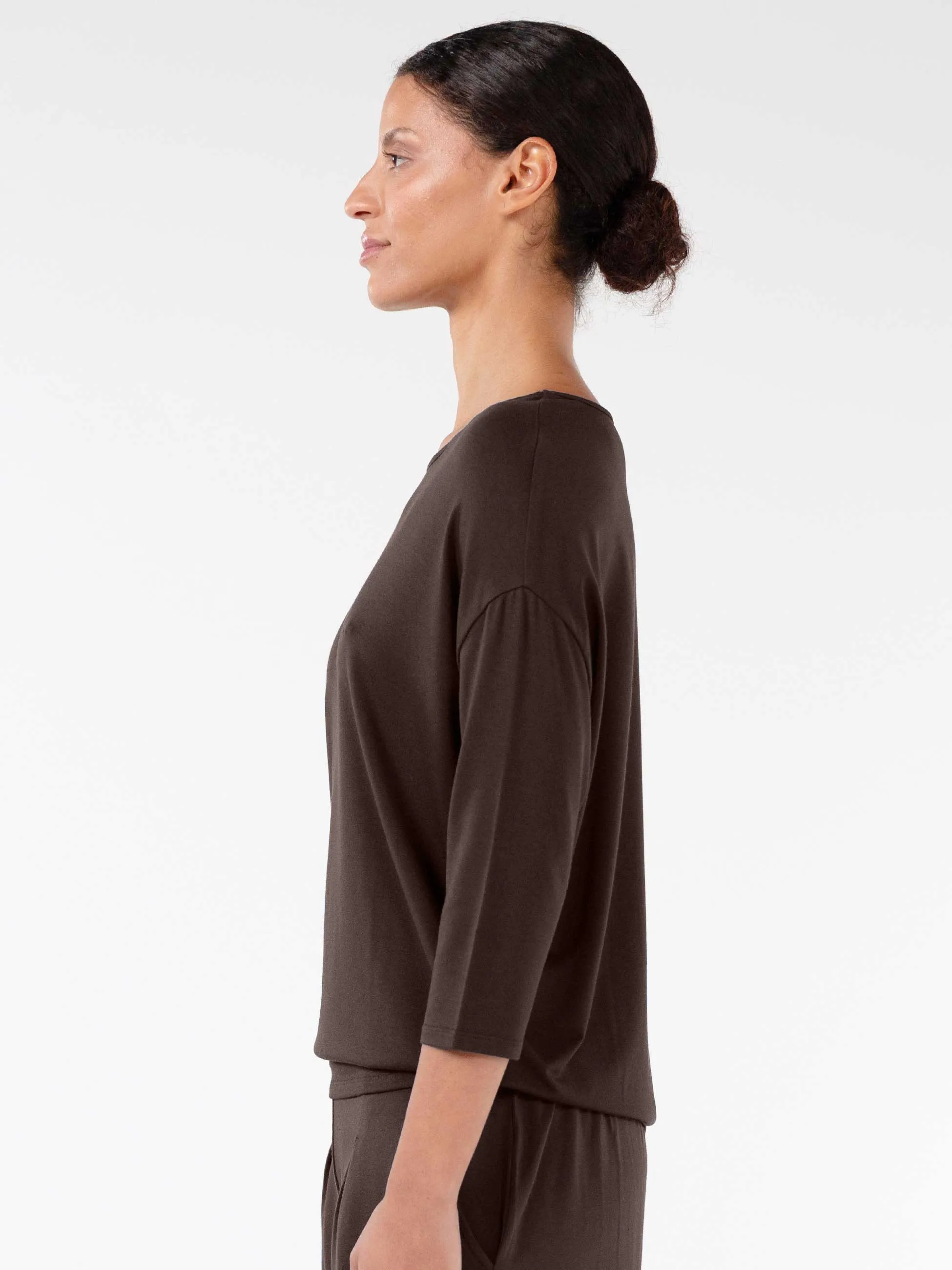 Modal Luxe Layer Tee 3/4 Sleeve - Coffee Bean sold by Dharma Bums product image thumbnail 2