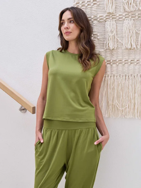 Modal Cap Sleeve Tee - Olive sold by Dharma Bums