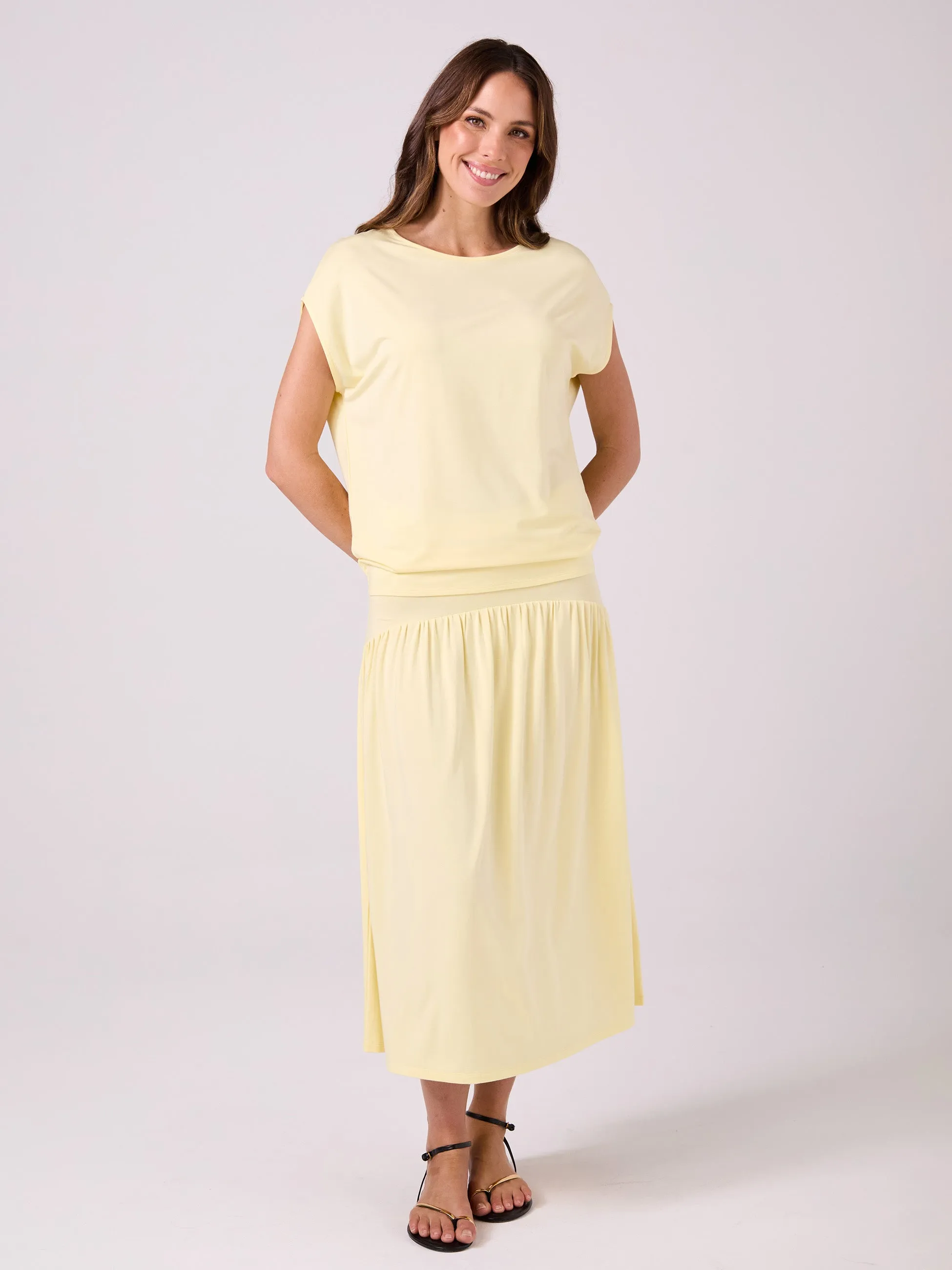 Modal Luxe Layer Tee - Pastel Yellow sold by Dharma Bums product image thumbnail 2