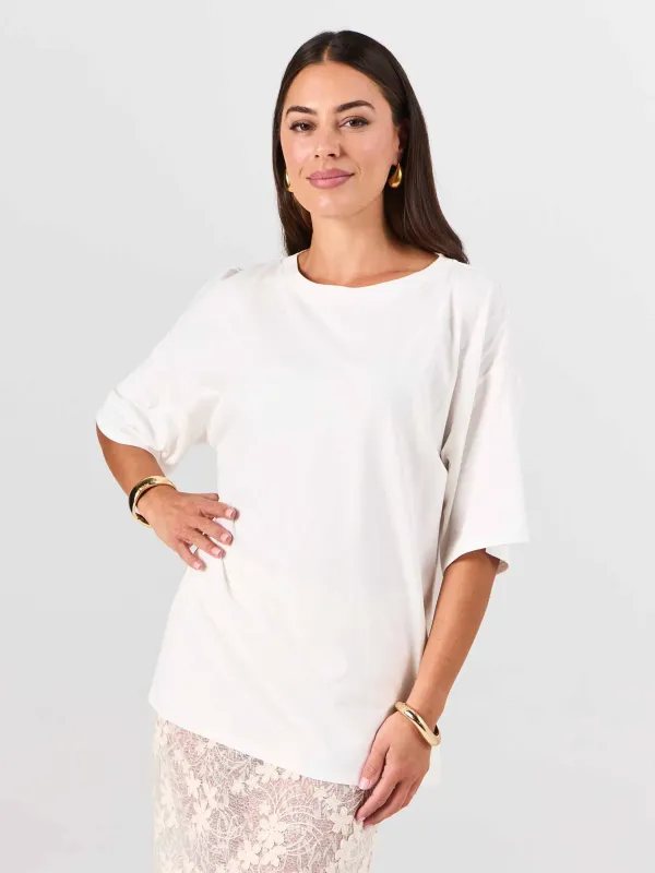 Oversized Pima Cotton Tee - Soft White made by Dharma Bums