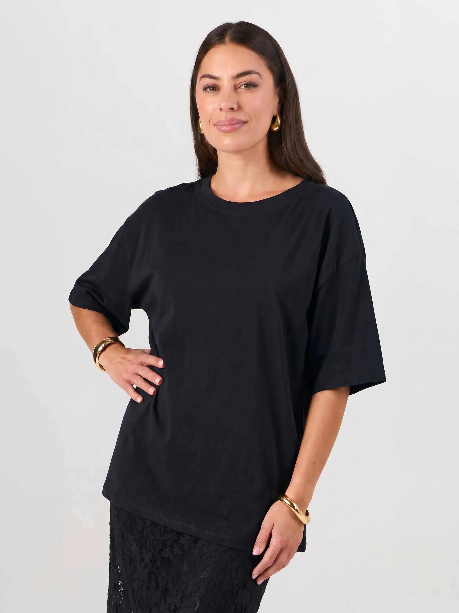 Oversized Pima Cotton Tee - Black sold by Dharma Bums