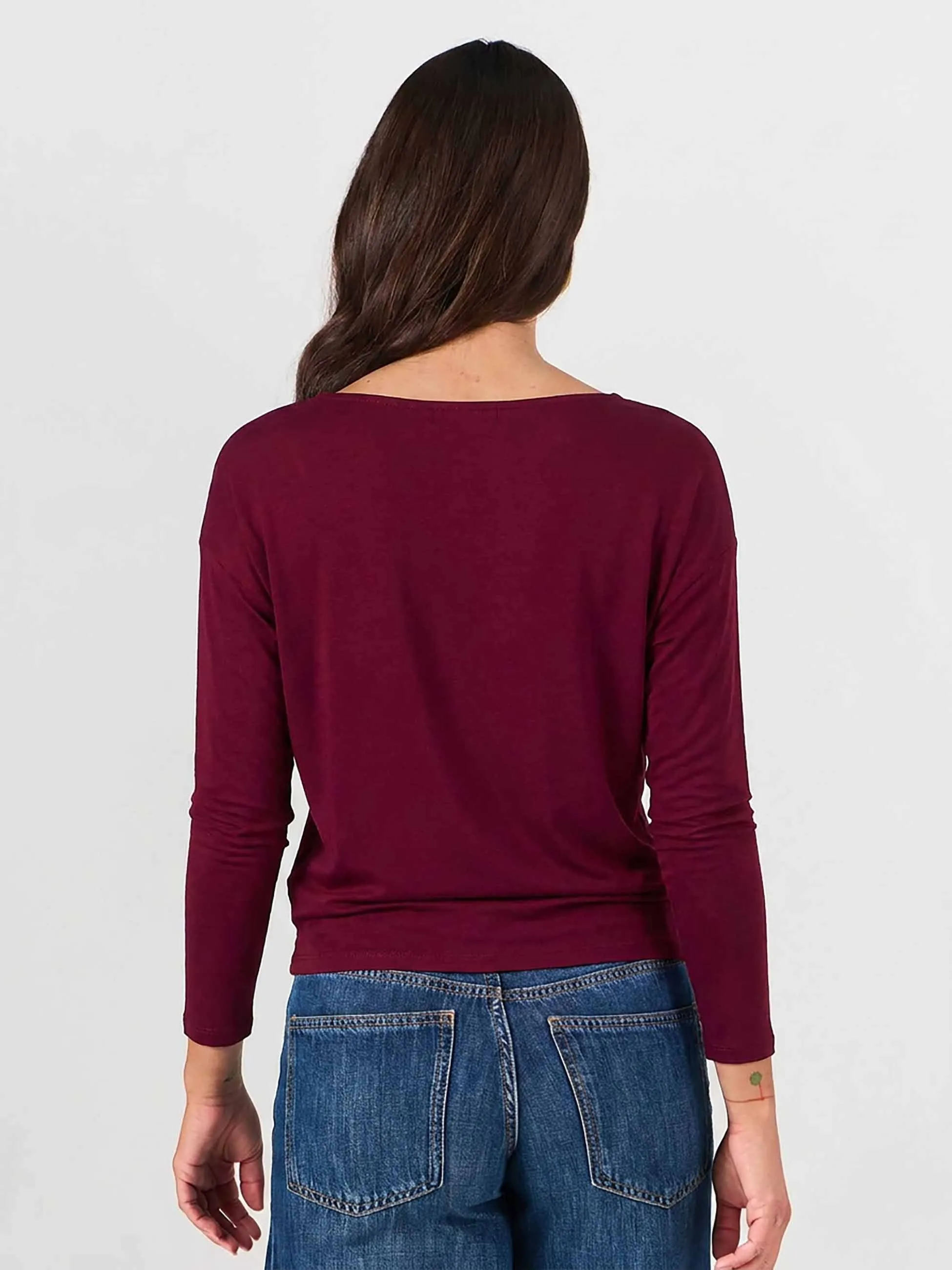 Modal Long Sleeve Off Shoulder Top - Sangria sold by Dharma Bums product image thumbnail 4