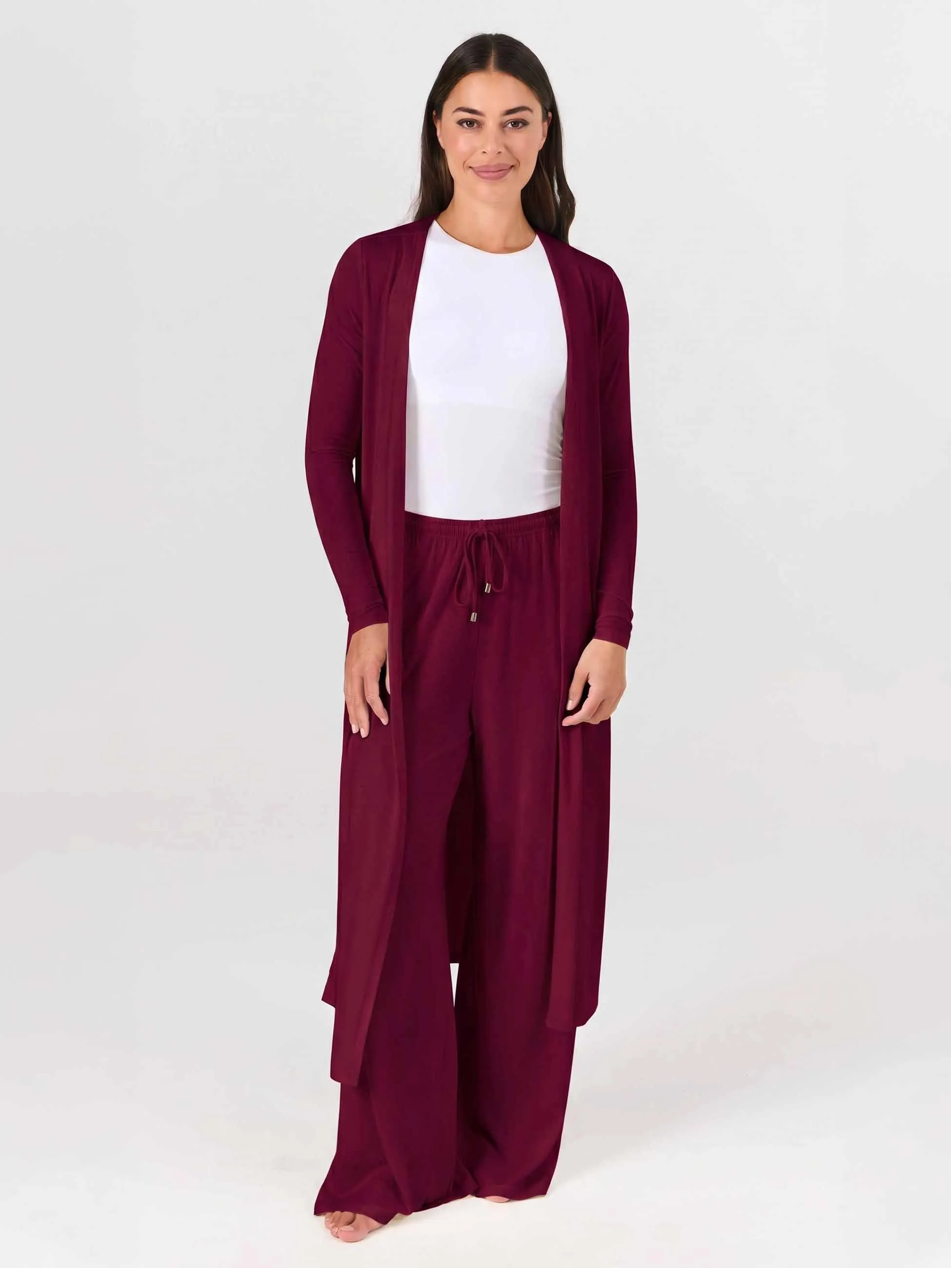 Modal Longline Cardigan - Sangria sold by Dharma Bums