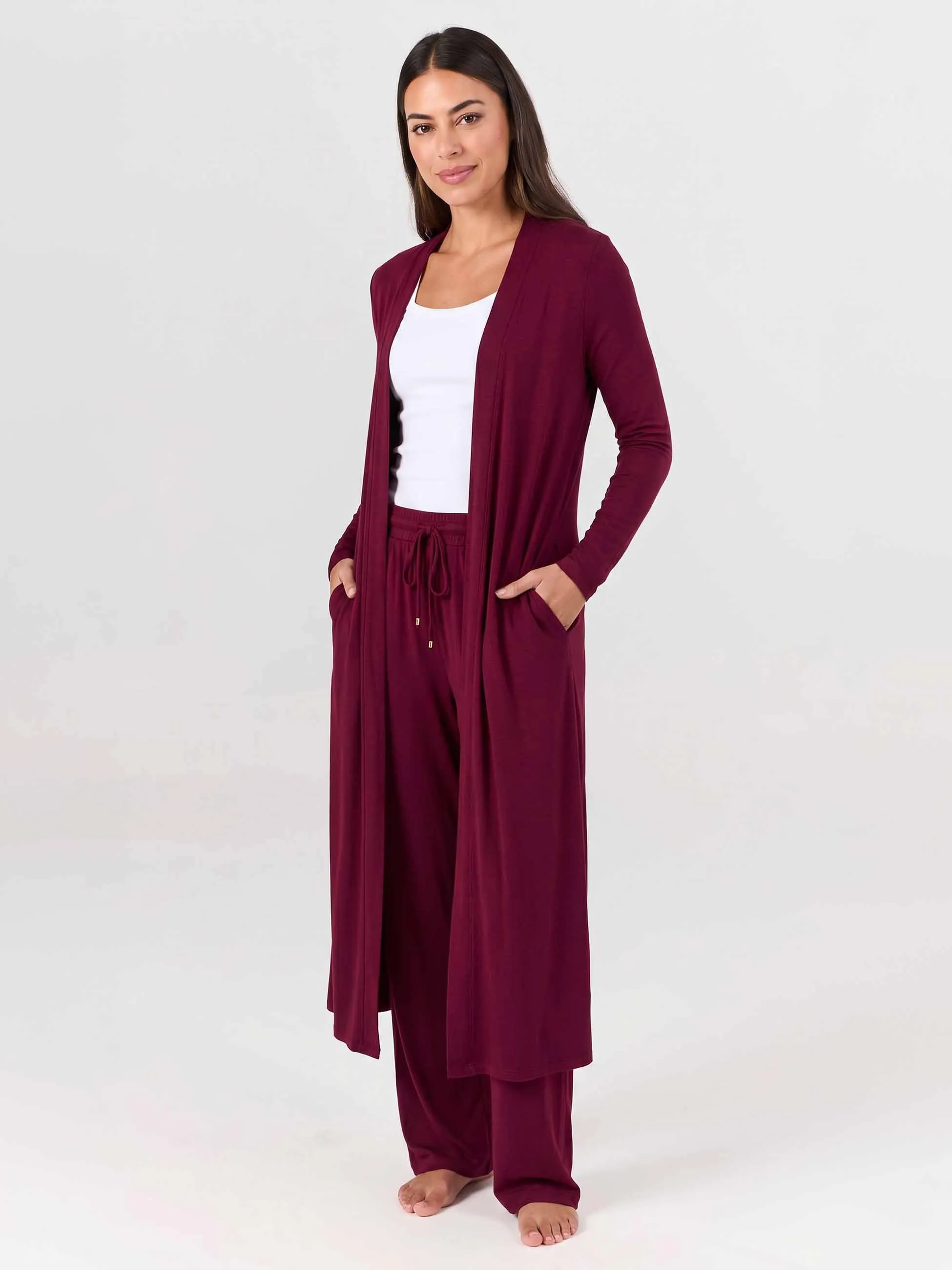 Modal Longline Cardigan - Sangria sold by Dharma Bums product image thumbnail 4
