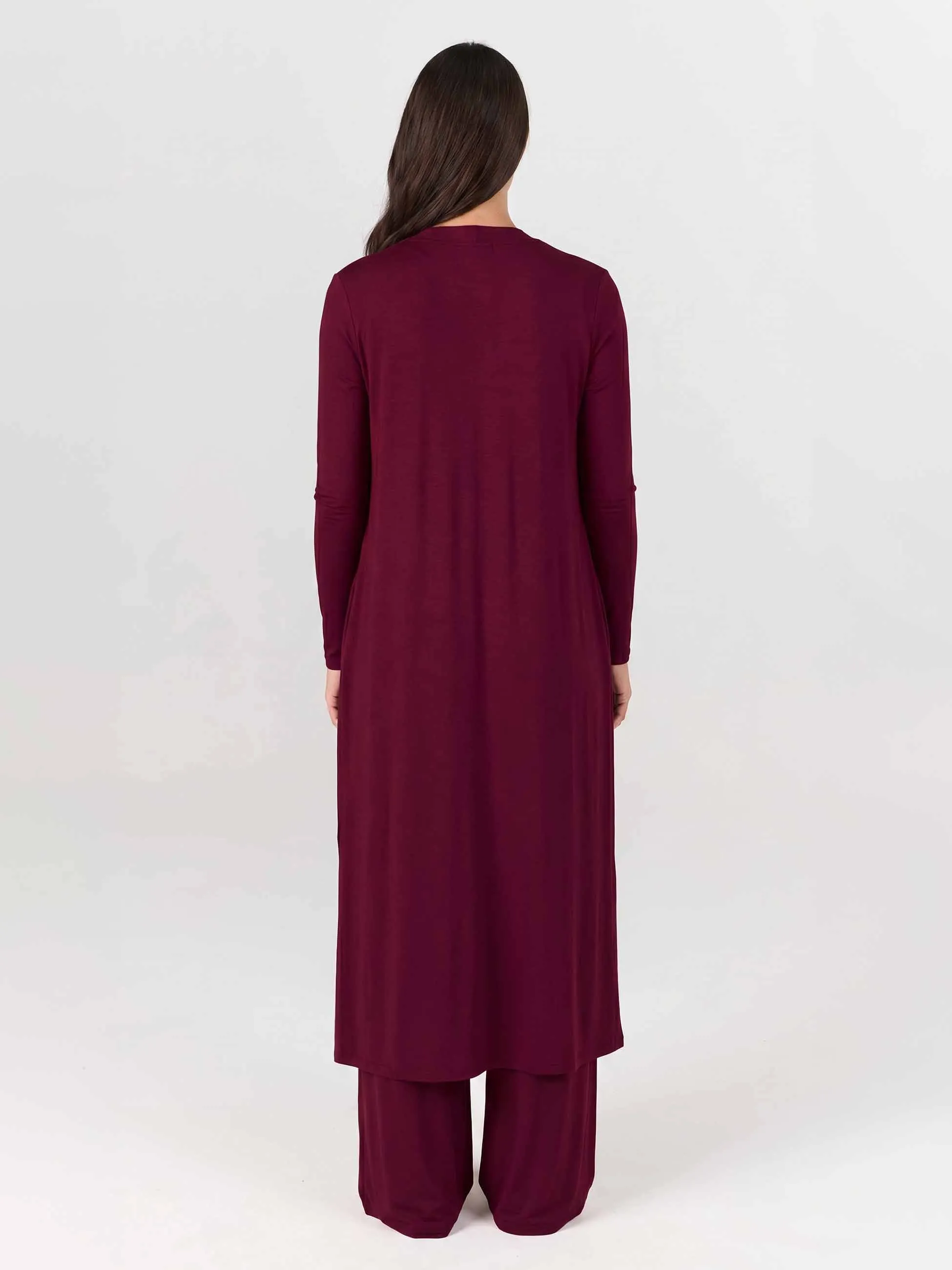 Modal Longline Cardigan - Sangria sold by Dharma Bums product image thumbnail 3