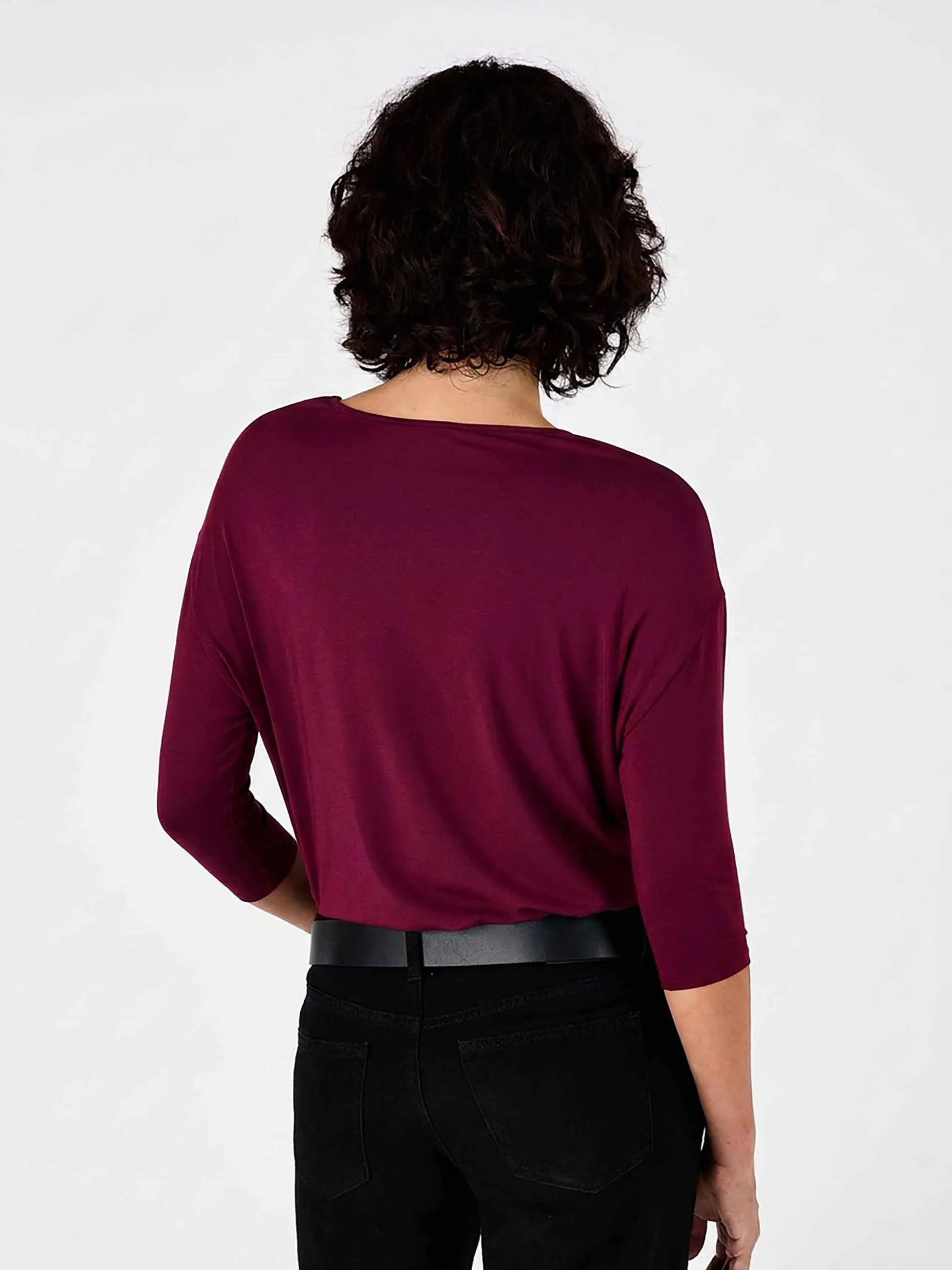 Modal Luxe Layer Tee 3/4 Sleeve - Sangria sold by Dharma Bums product image thumbnail 3