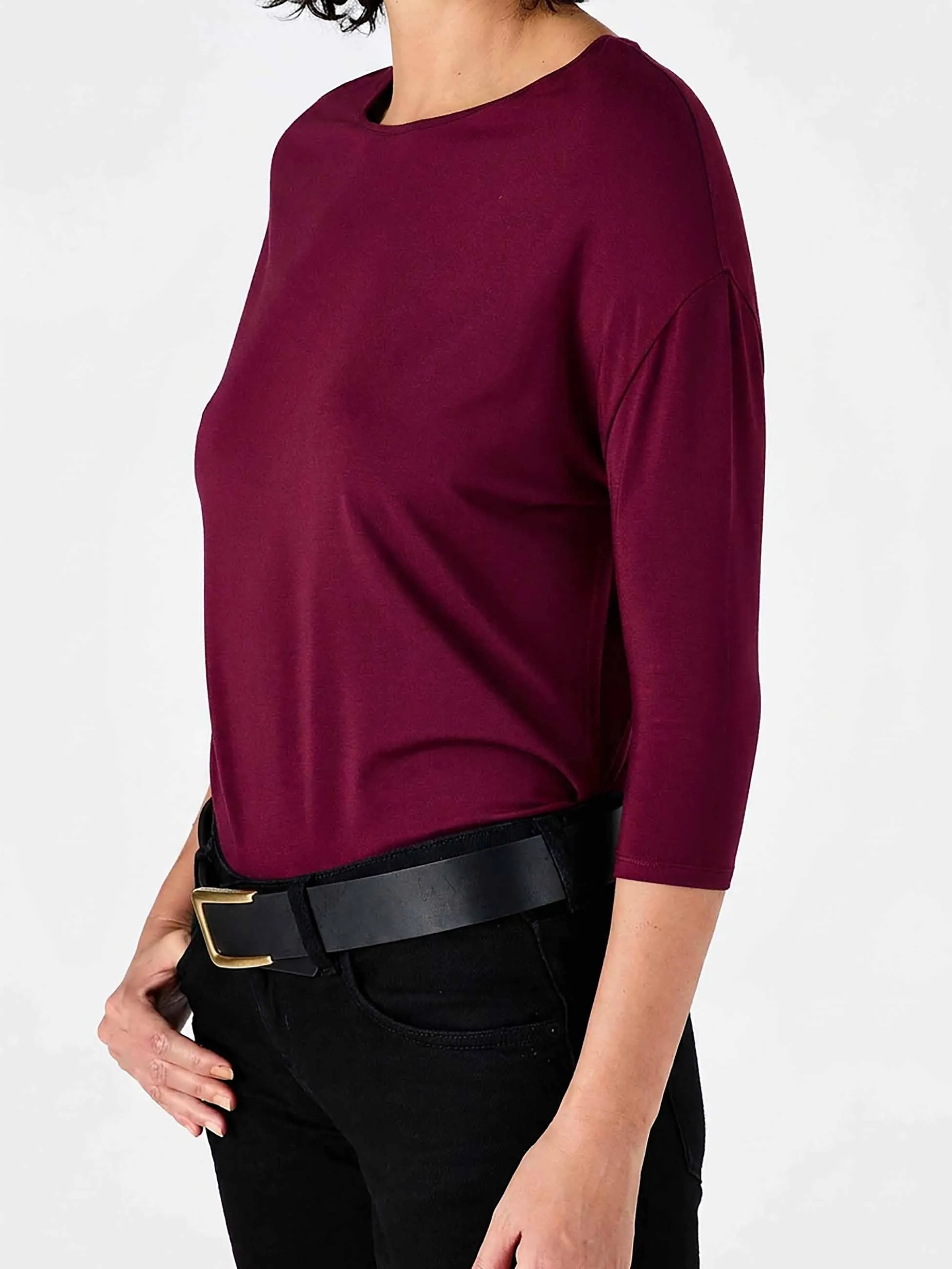 Modal Luxe Layer Tee 3/4 Sleeve - Sangria sold by Dharma Bums product image thumbnail 4