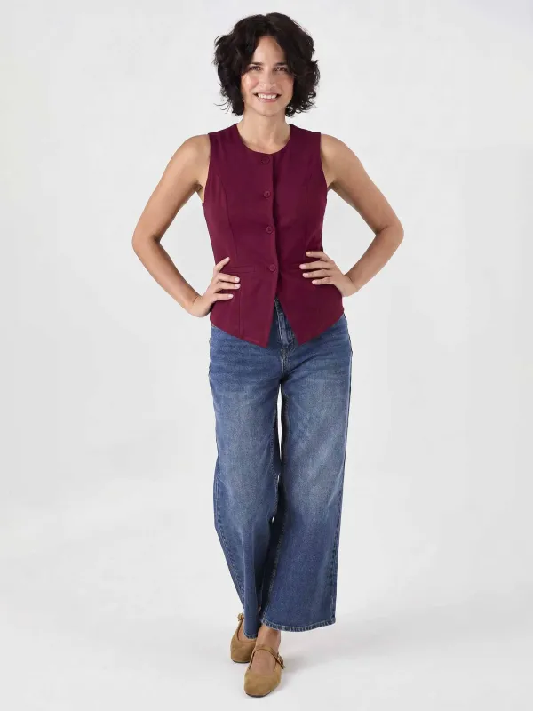 Fitted Waistcoat - Sangria made by Dharma Bums
