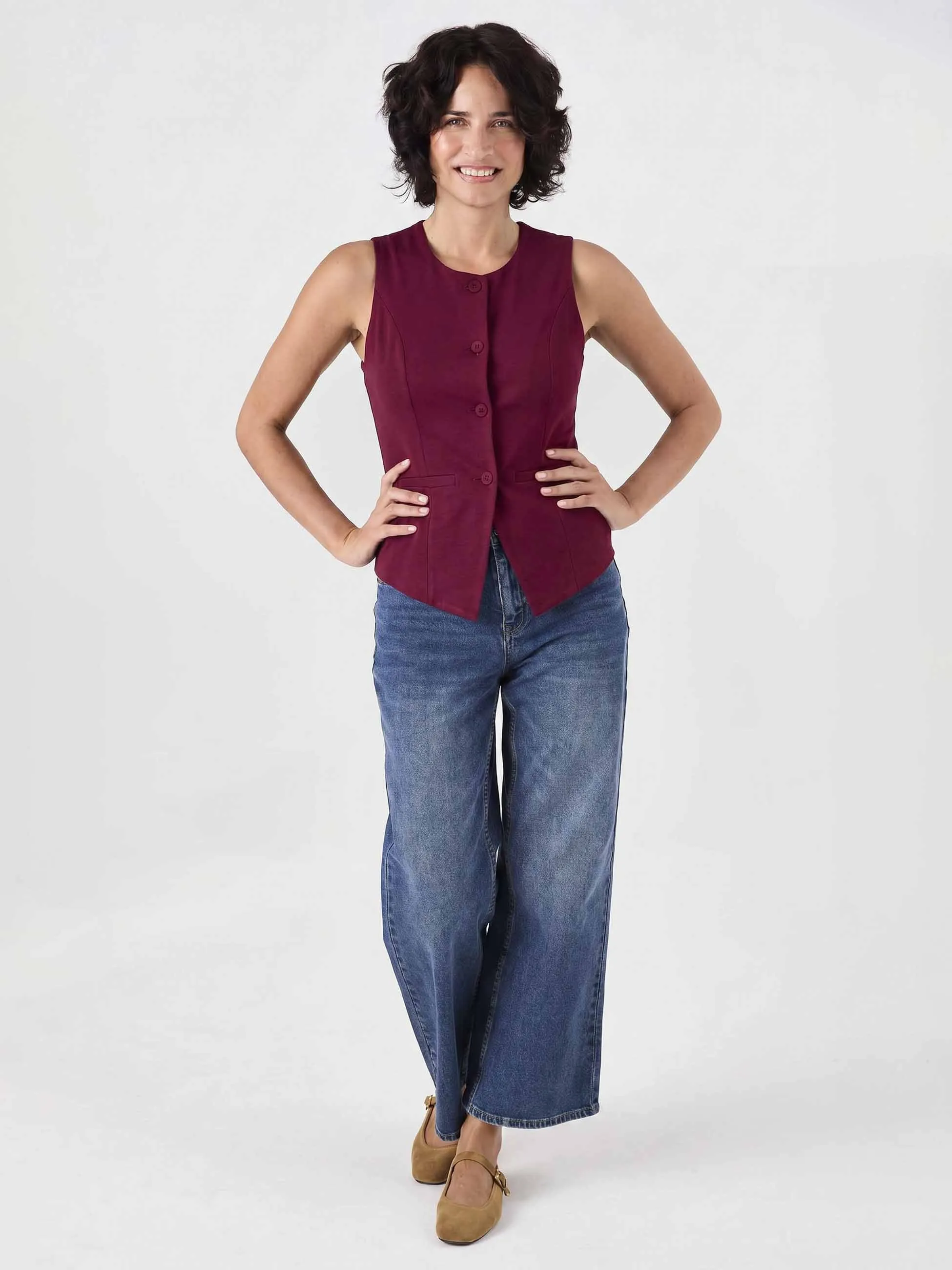 Fitted Waistcoat - Sangria sold by Dharma Bums