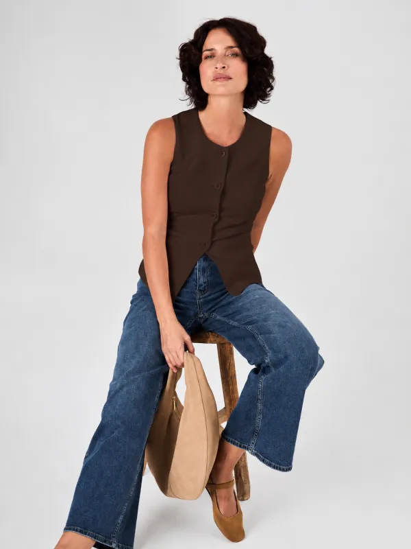Fitted Waistcoat - Coffee Bean made by Dharma Bums