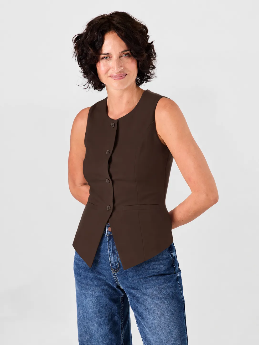 Fitted Waistcoat - Coffee Bean sold by Dharma Bums product image thumbnail 4
